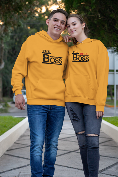 The Boss The Real Boss Couple Hoodie-FunkyTeesClub