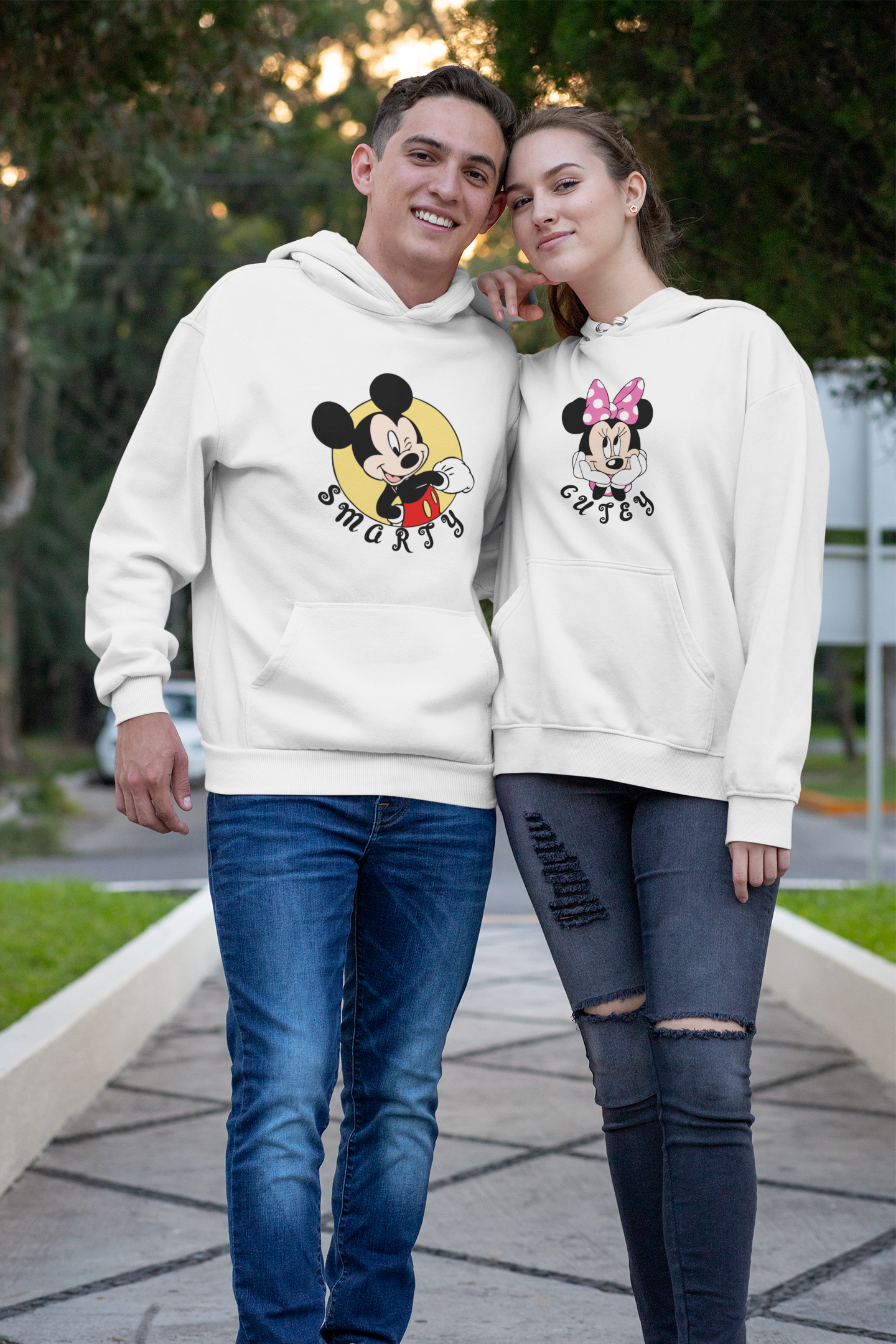 Smarty Cutey Couple Hoodie-FunkyTeesClub