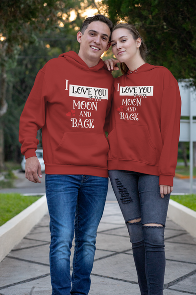 I Love U To The Moon And Back Couple Hoodie-FunkyTeesClub