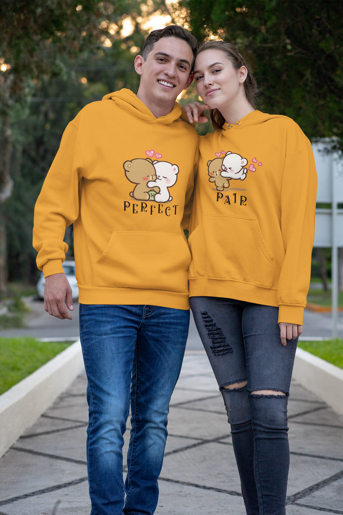 Perfect Pair Couple Hoodie-FunkyTeesClub