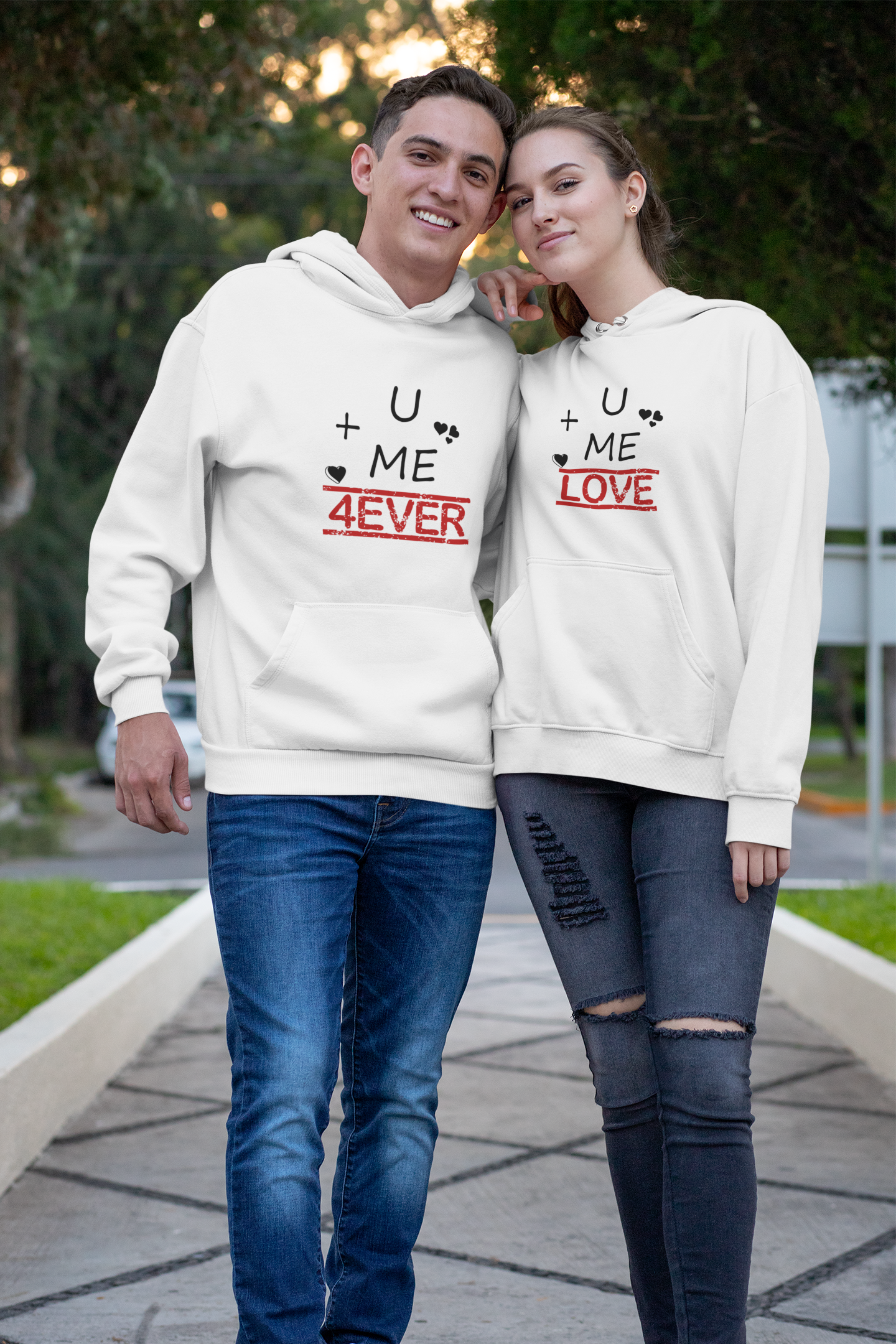 U Plus Me Couple Hoodie-FunkyTeesClub