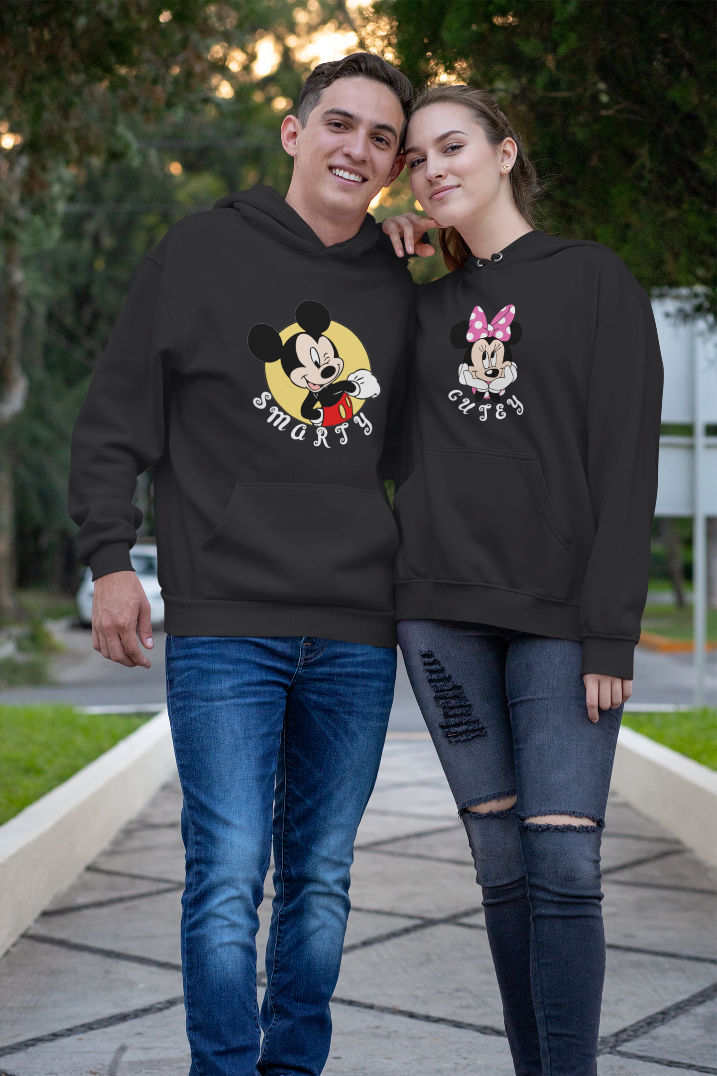 Smarty Cutey Couple Hoodie-FunkyTeesClub