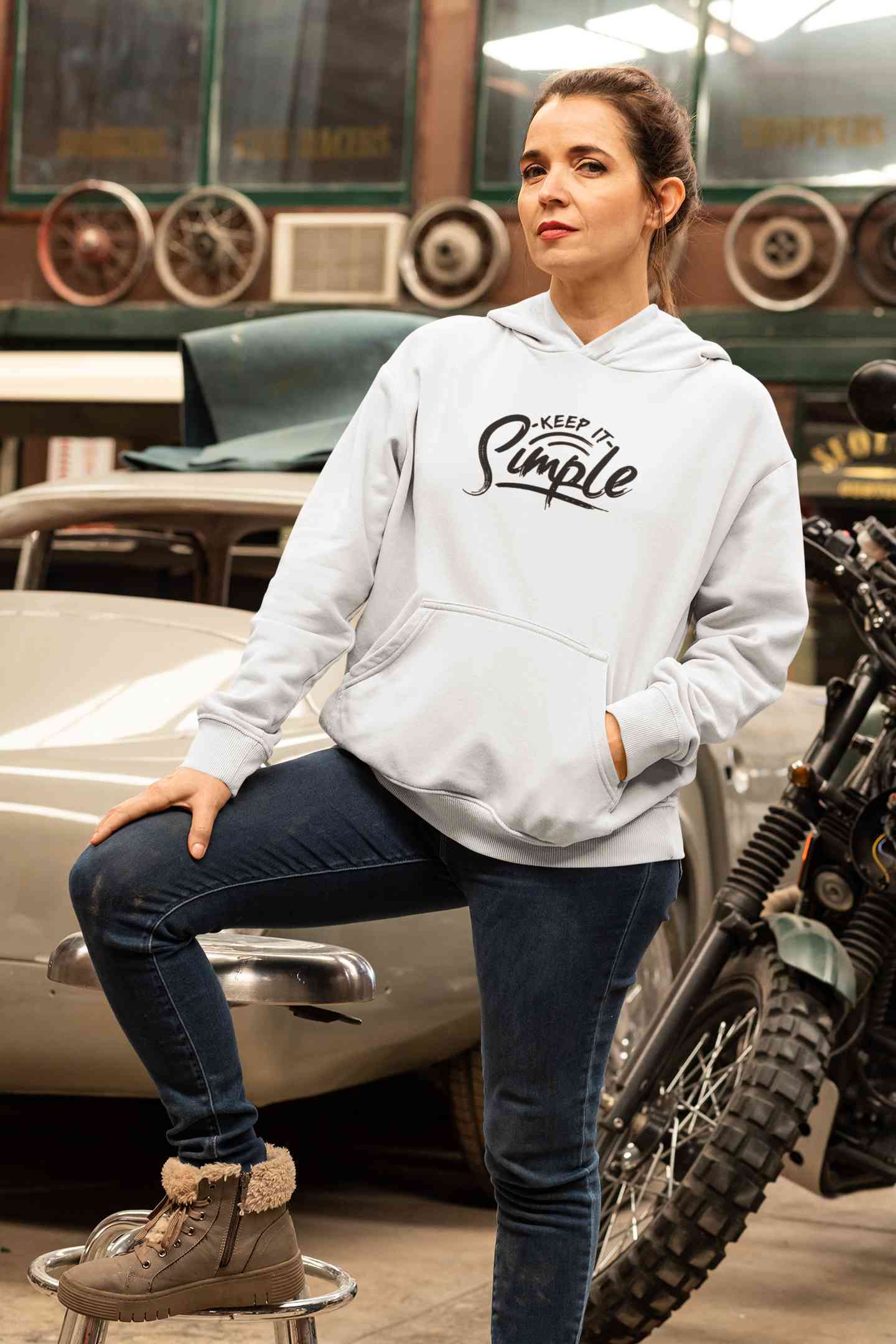 Keep It Simple Typography Hoodies for Women-FunkyTeesClub