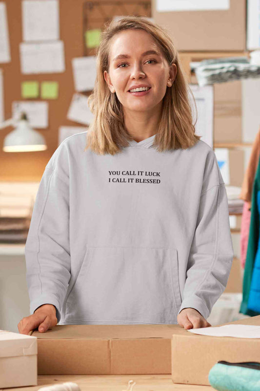 You Call It Luck I Call It Blessed Minimals Hoodies for Women-FunkyTeesClub