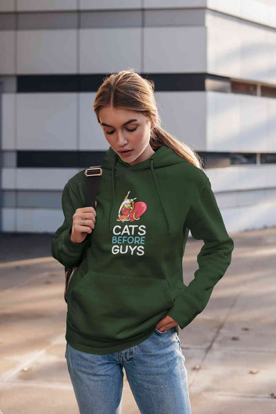 Cats Before Guys Hoodies for Women-FunkyTeesClub