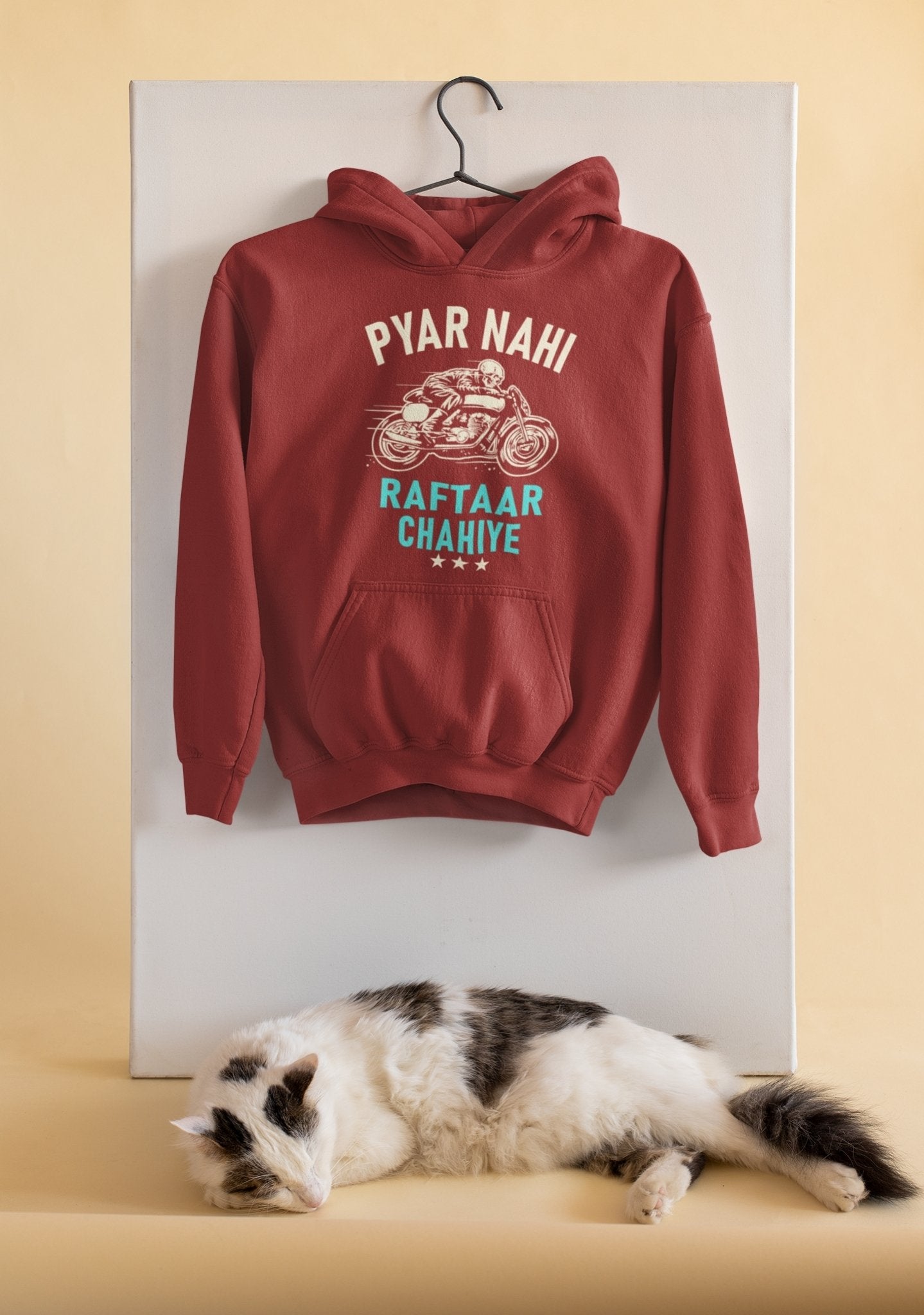 Pyaar Nahi Raftaar Chahiye Biker Men Hoodies-FunkyTeesClub - Funky Tees Club