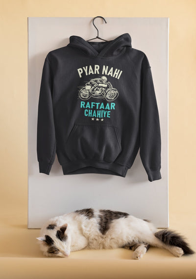 Pyaar Nahi Raftaar Chahiye Biker Men Hoodies-FunkyTeesClub - Funky Tees Club