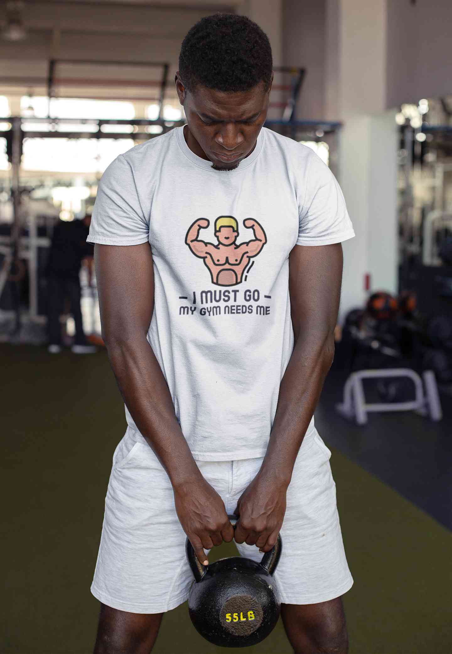 I Must Go My Gym Needs Me Typography Mens Half Sleeves T-shirt- FunkyTeesClub