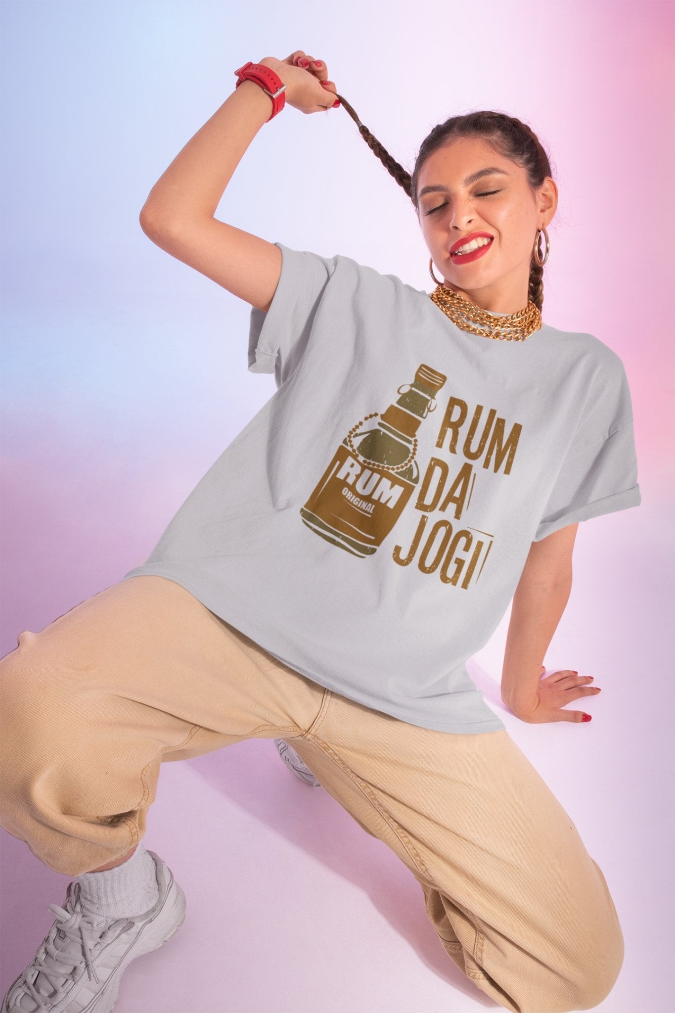 Rum Da Jogi Pub And Beer Women Half Sleeves T-shirt- FunkyTeesClub - Funky Tees Club
