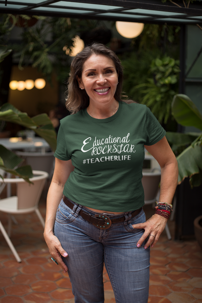 Educational Rockstar Teacher Women Half Sleeves T-shirt- FunkyTeesClub