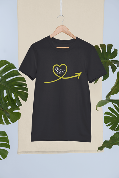 She Is Mine Couple Half Sleeves T-Shirts -FunkyTeesClub