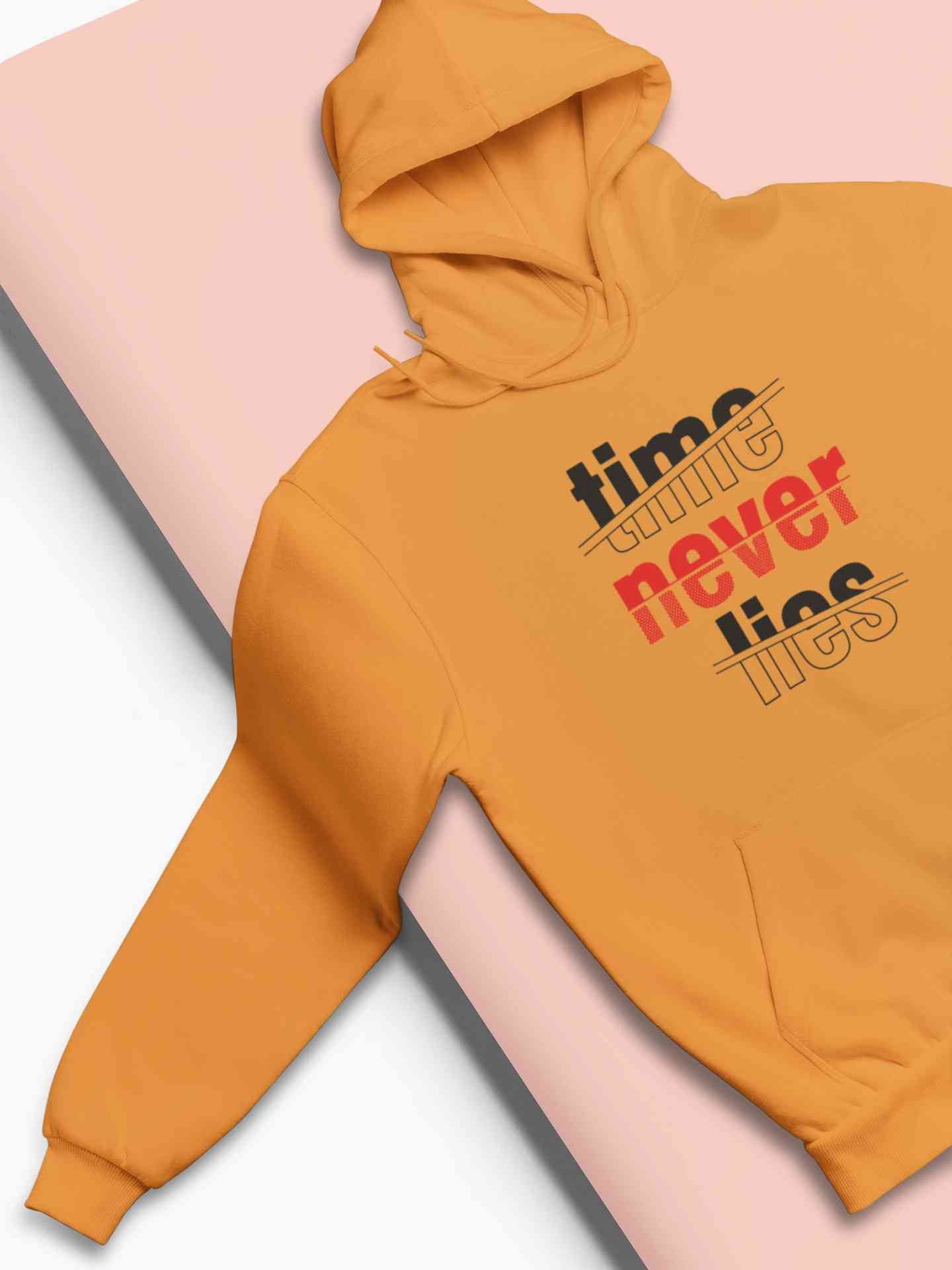Time Never Lies Typography Hoodies for Women-FunkyTeesClub