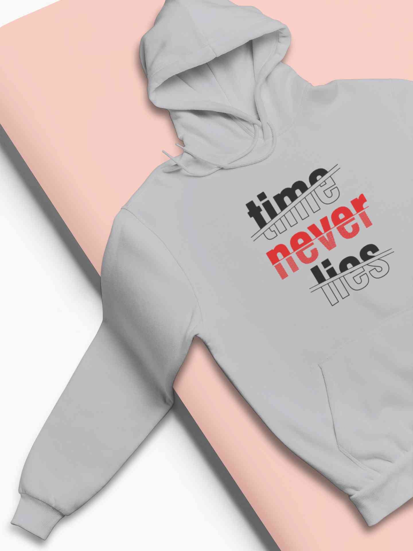Time Never Lies Typography Hoodies for Women-FunkyTeesClub