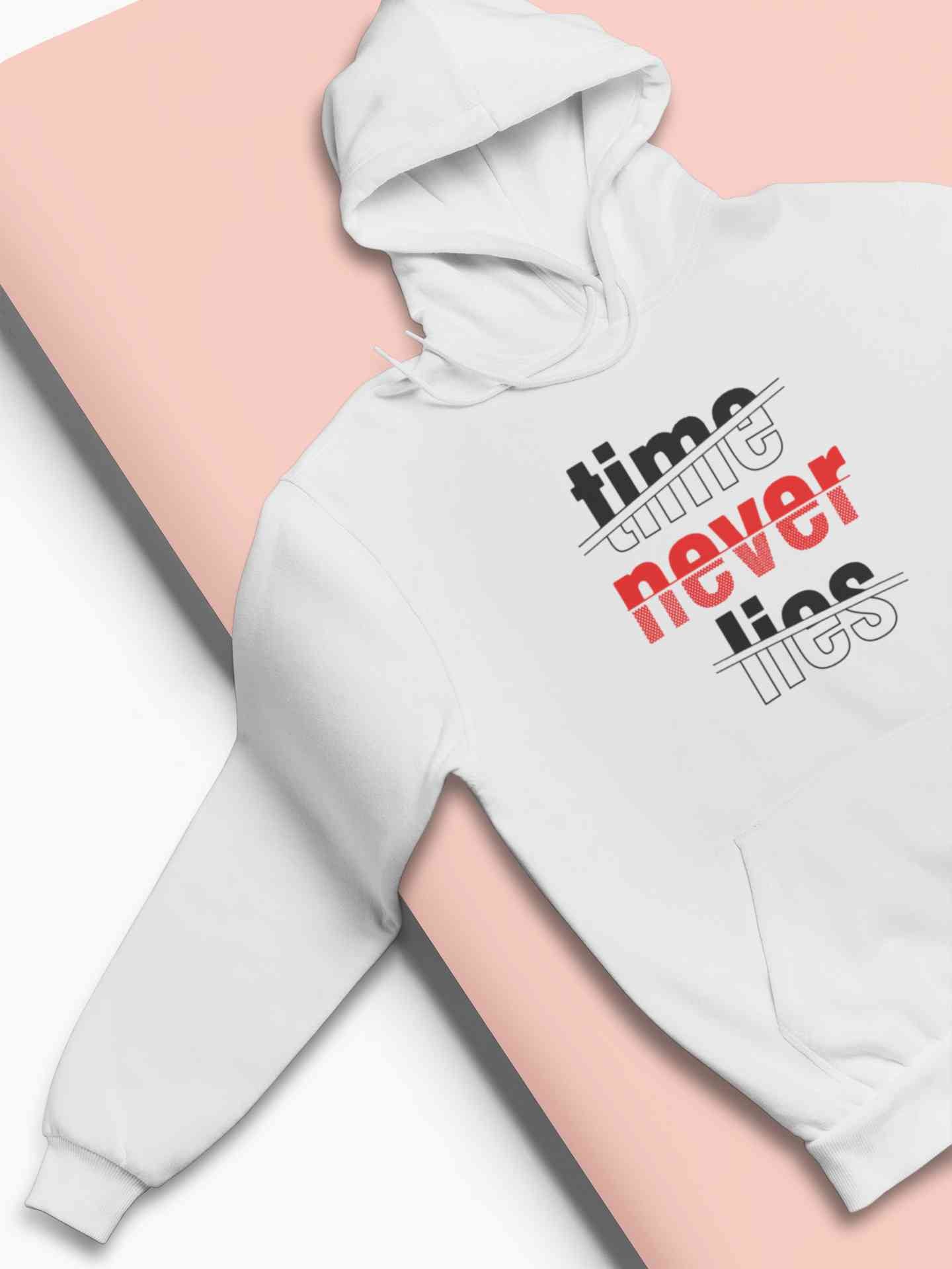 Time Never Lies Typography Hoodies for Women-FunkyTeesClub