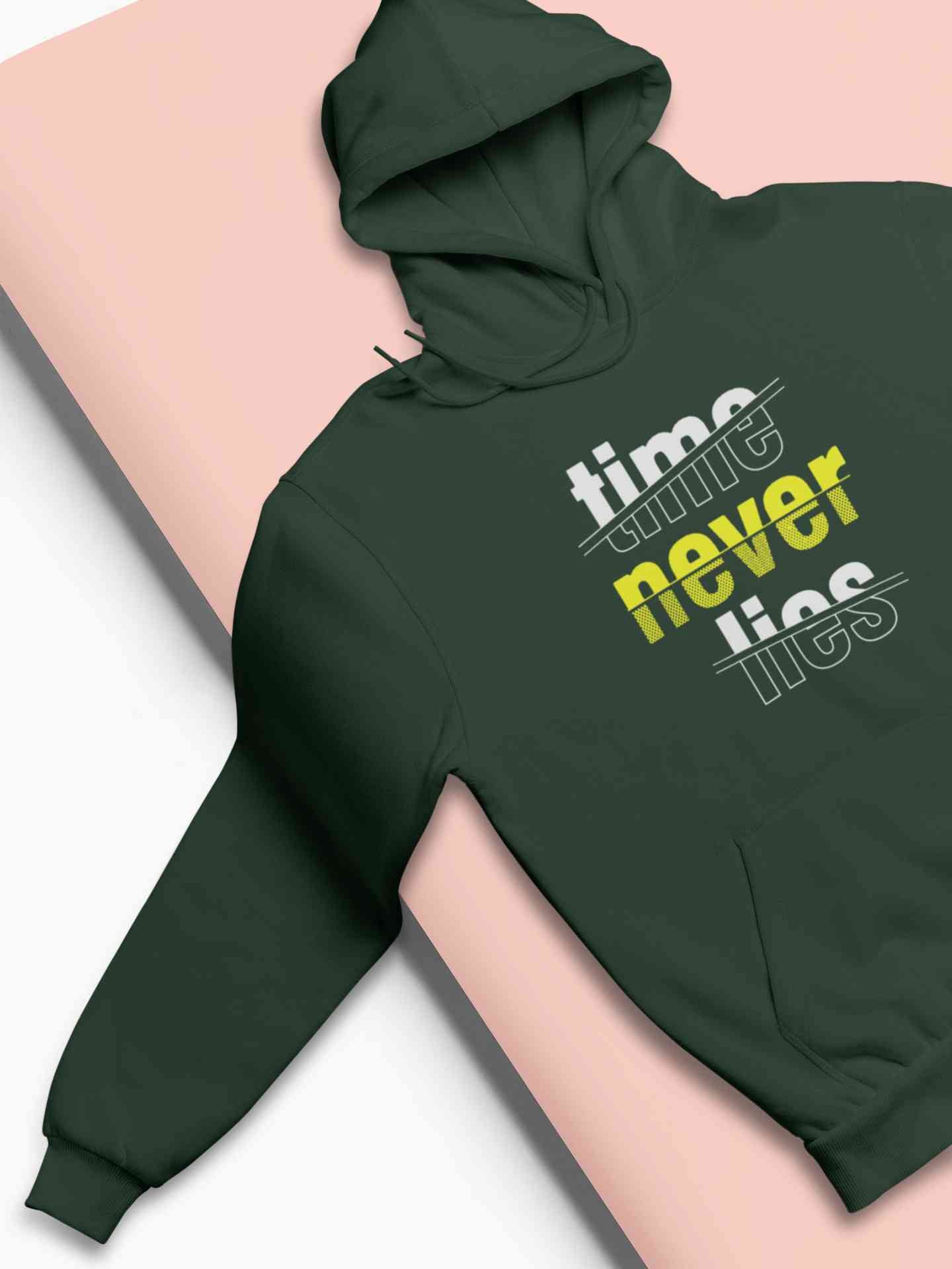 Time Never Lies Typography Hoodies for Women-FunkyTeesClub