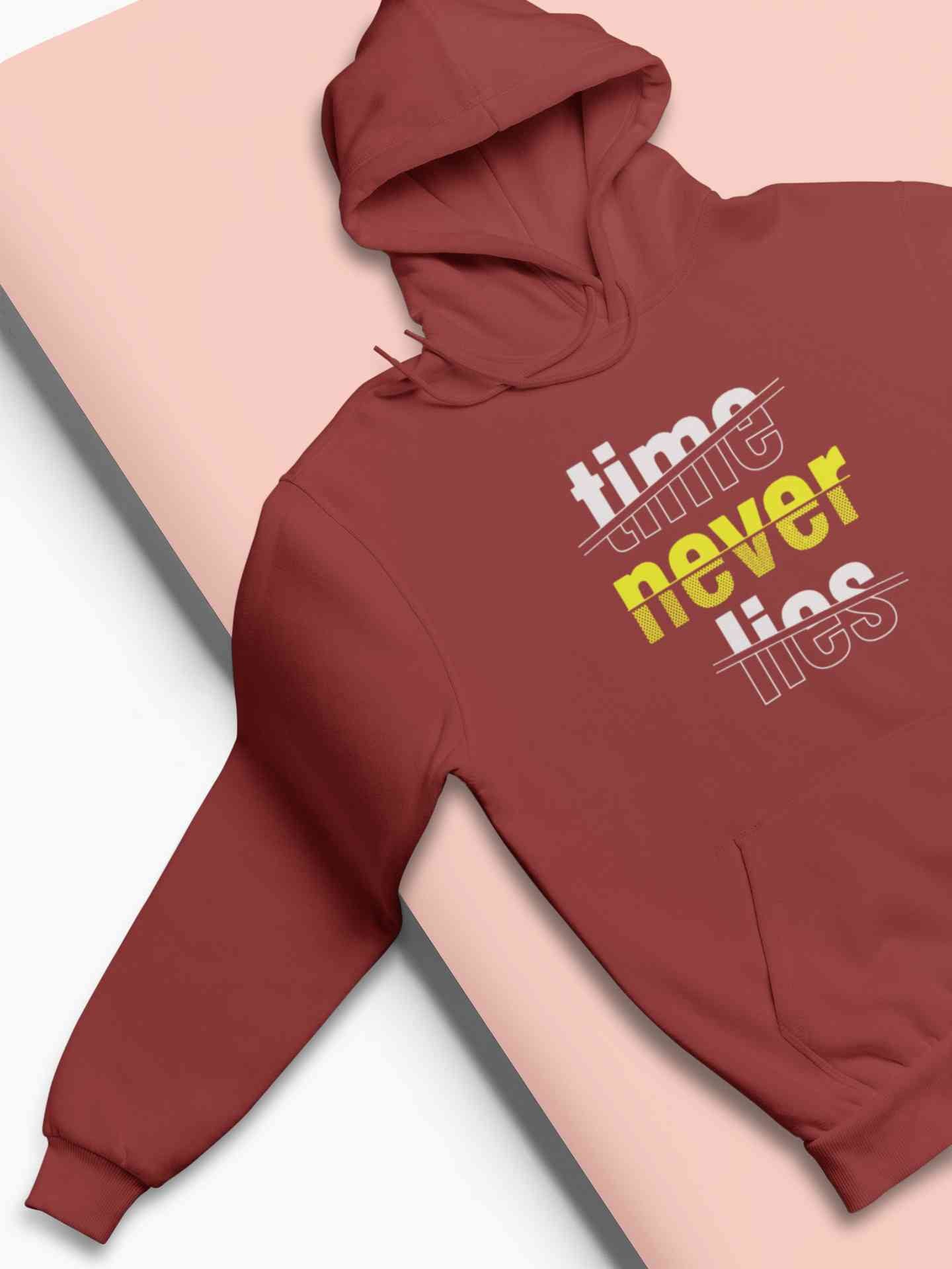 Time Never Lies Typography Hoodies for Women-FunkyTeesClub