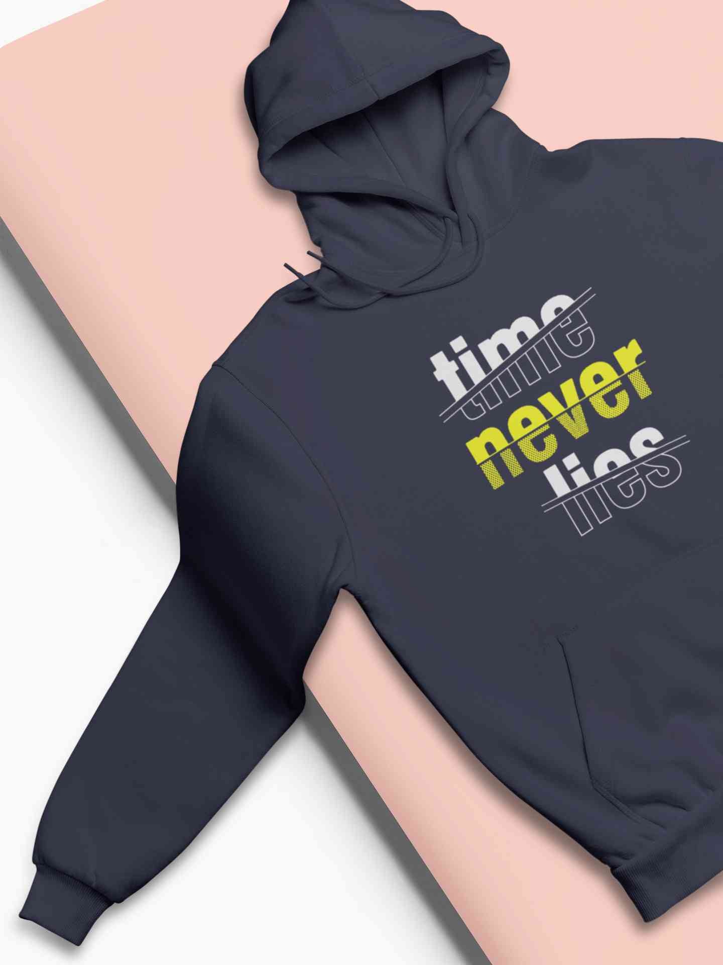 Time Never Lies Typography Hoodies for Women-FunkyTeesClub