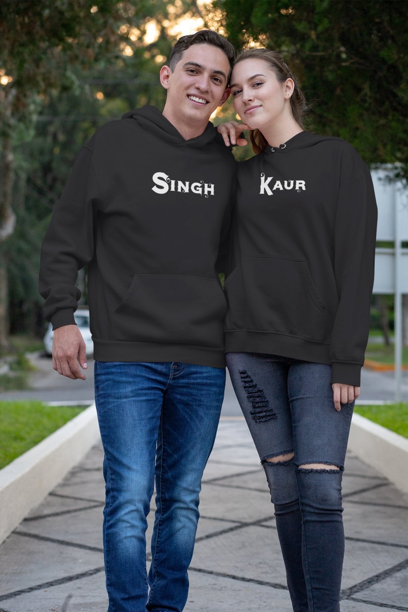 Singh Kaur Couple Hoodie-FunkyTeesClub - Funky Tees Club