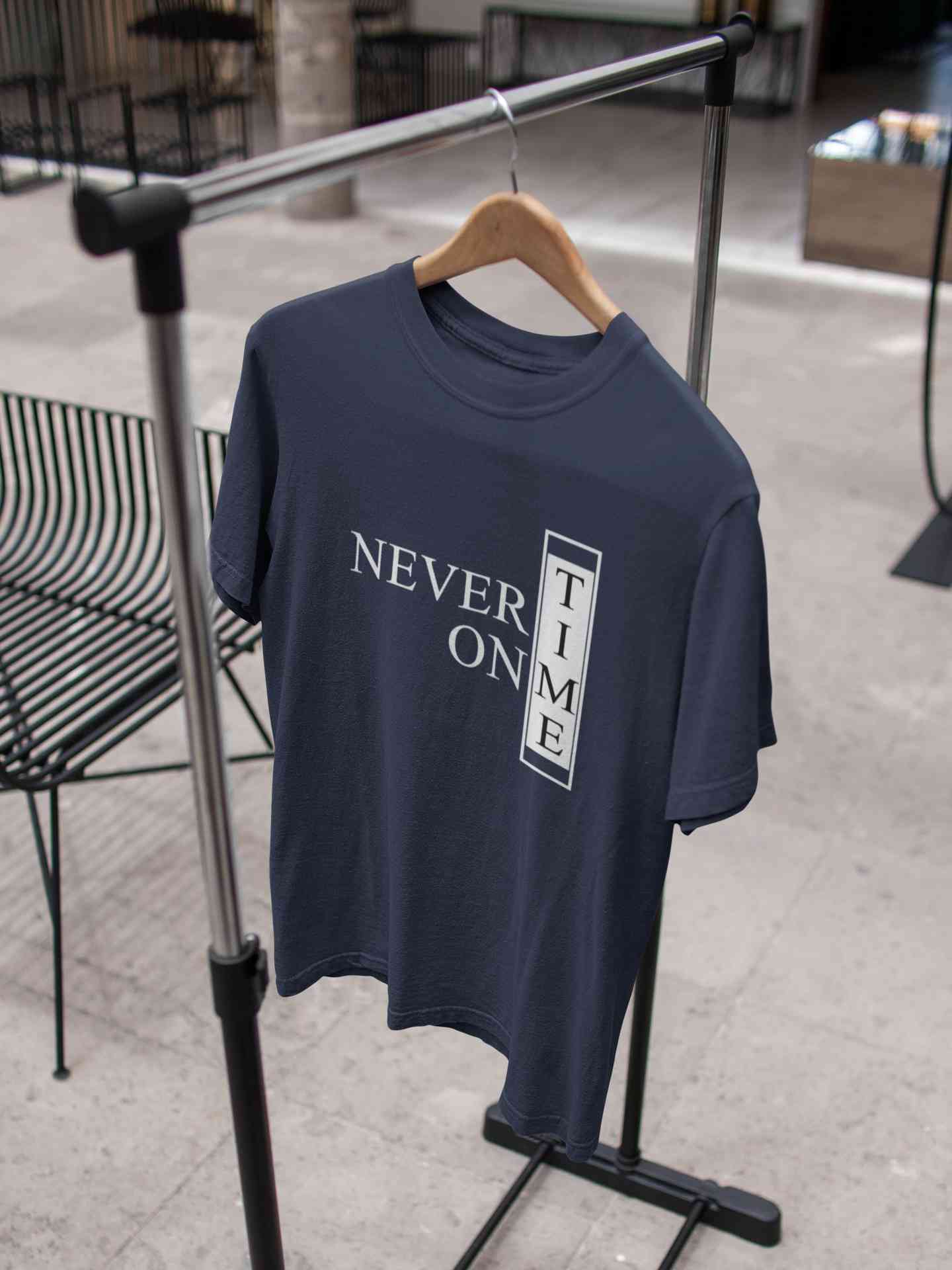 Never On Time Typography Mens Half Sleeves T-shirt- FunkyTeesClub