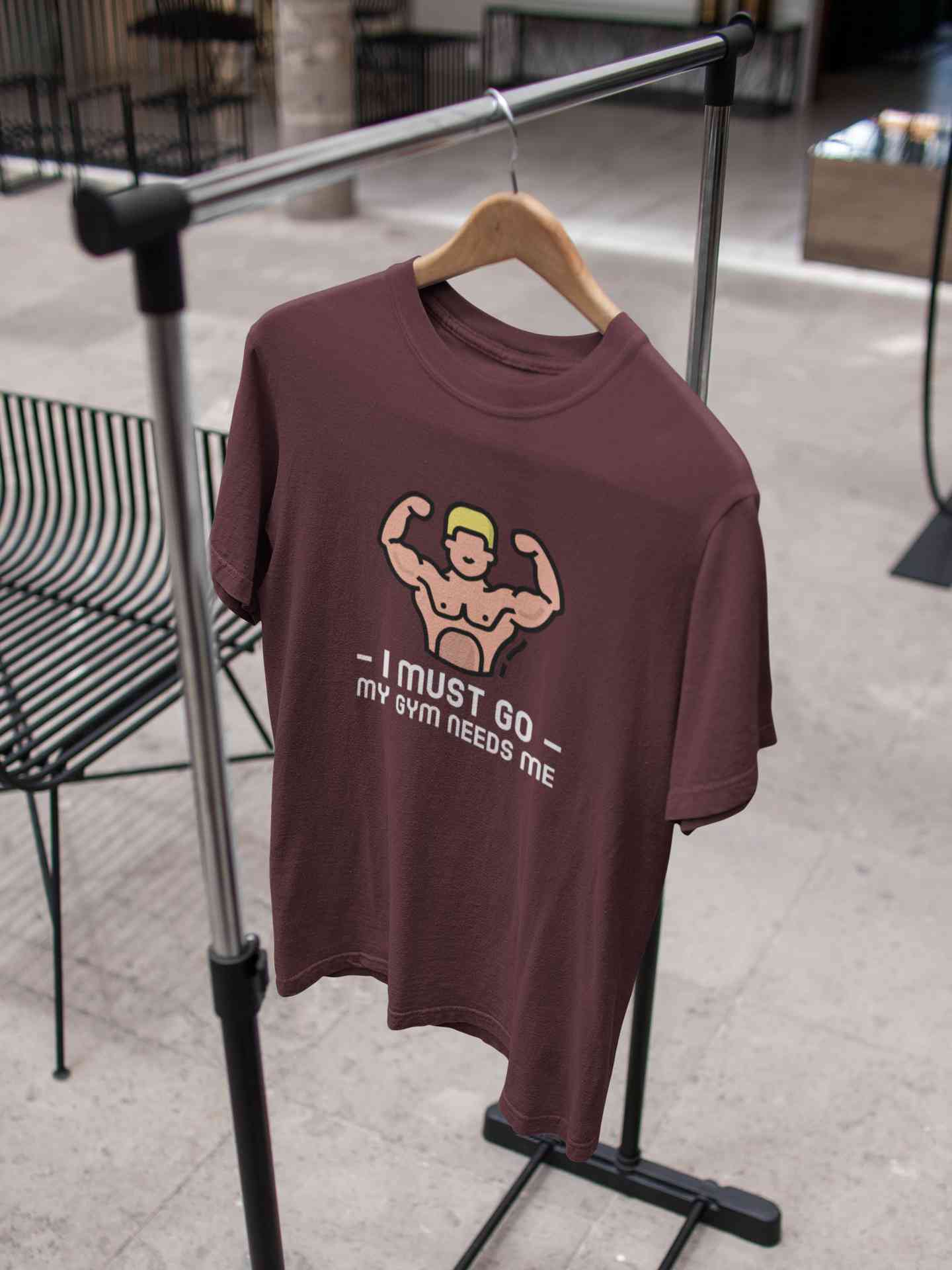 I Must Go My Gym Needs Me Typography Mens Half Sleeves T-shirt- FunkyTeesClub