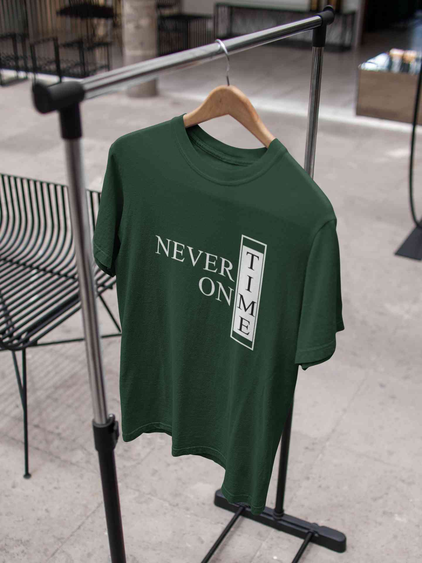 Never On Time Typography Mens Half Sleeves T-shirt- FunkyTeesClub
