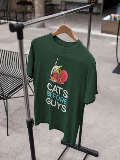 Cats Before Guys Women Half Sleeves T-shirt- FunkyTeesClub