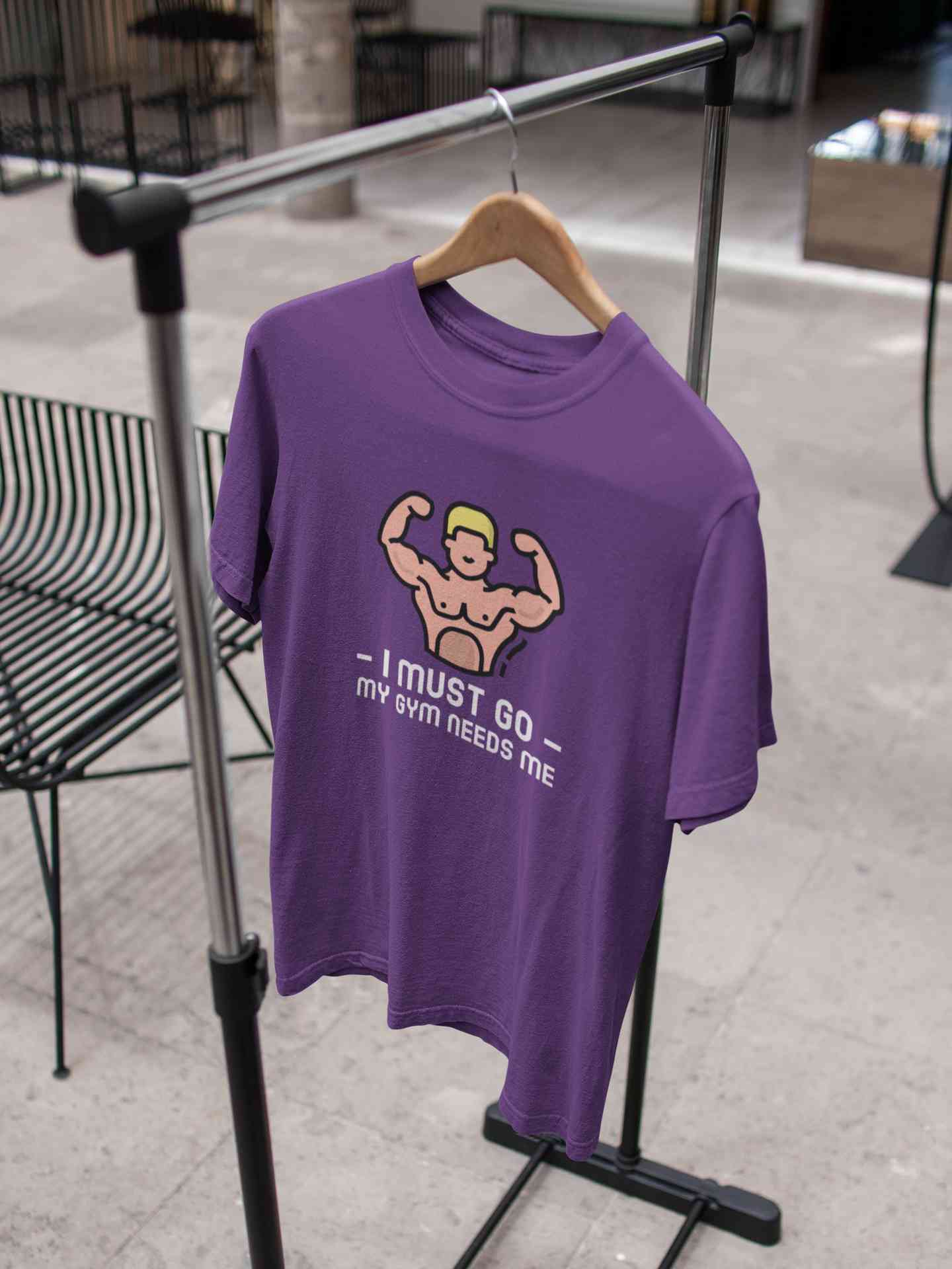 I Must Go My Gym Needs Me Typography Mens Half Sleeves T-shirt- FunkyTeesClub