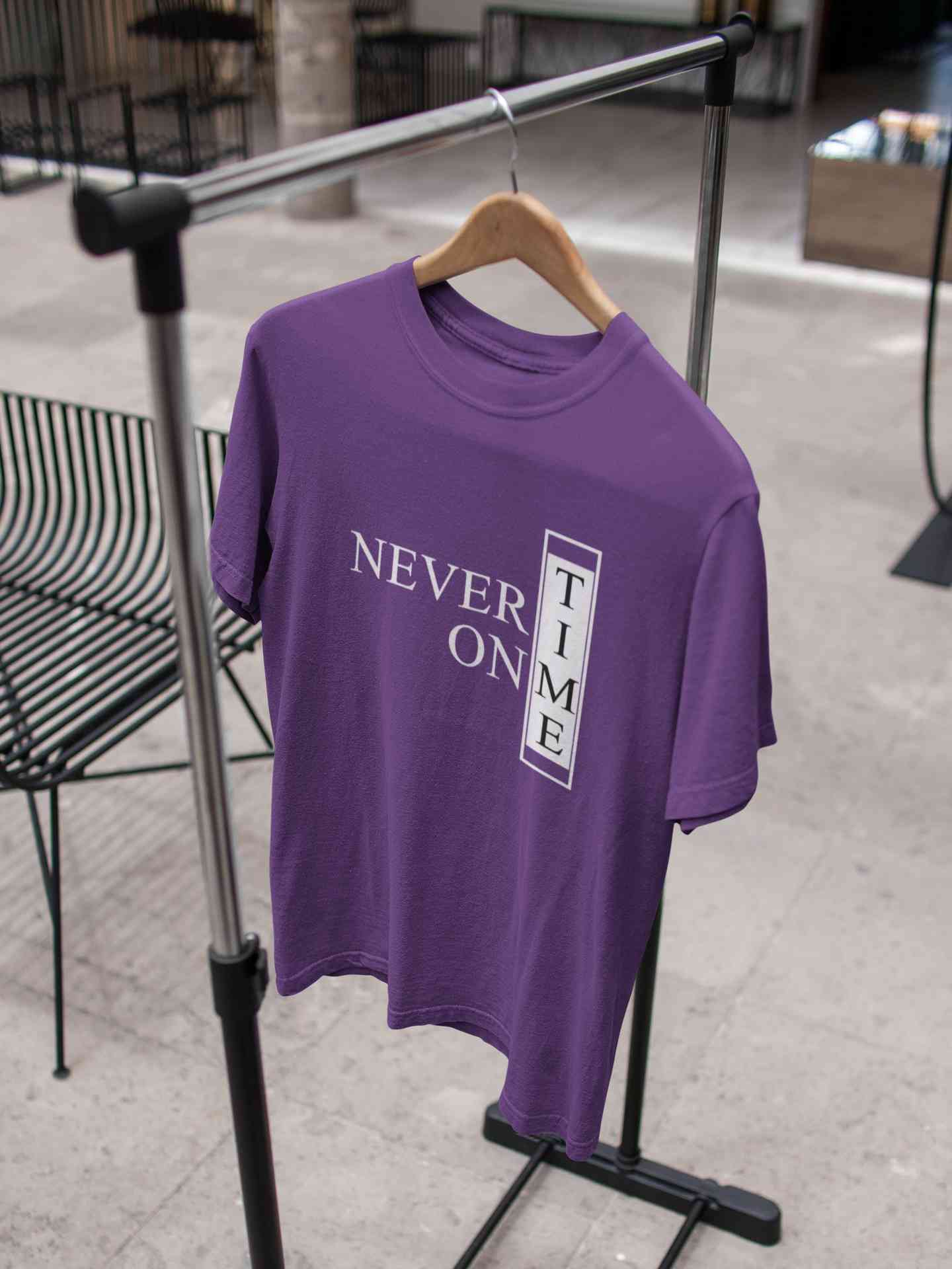 Never On Time Typography Mens Half Sleeves T-shirt- FunkyTeesClub