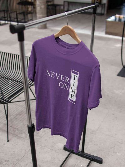 Never On Time Typography Mens Half Sleeves T-shirt- FunkyTeesClub