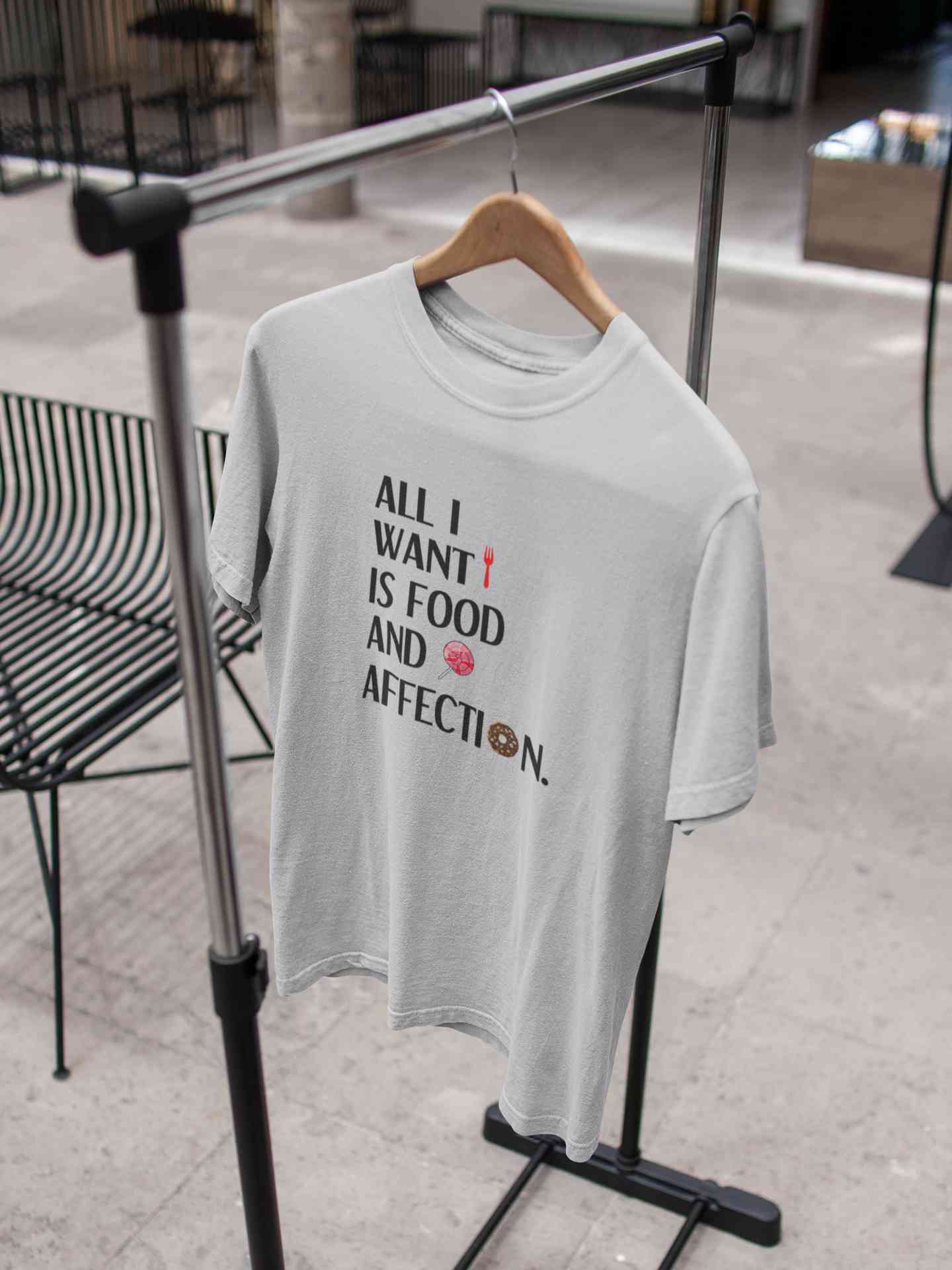 All I Want Is Food And Affection Typography Mens Half Sleeves T-shirt- FunkyTeesClub