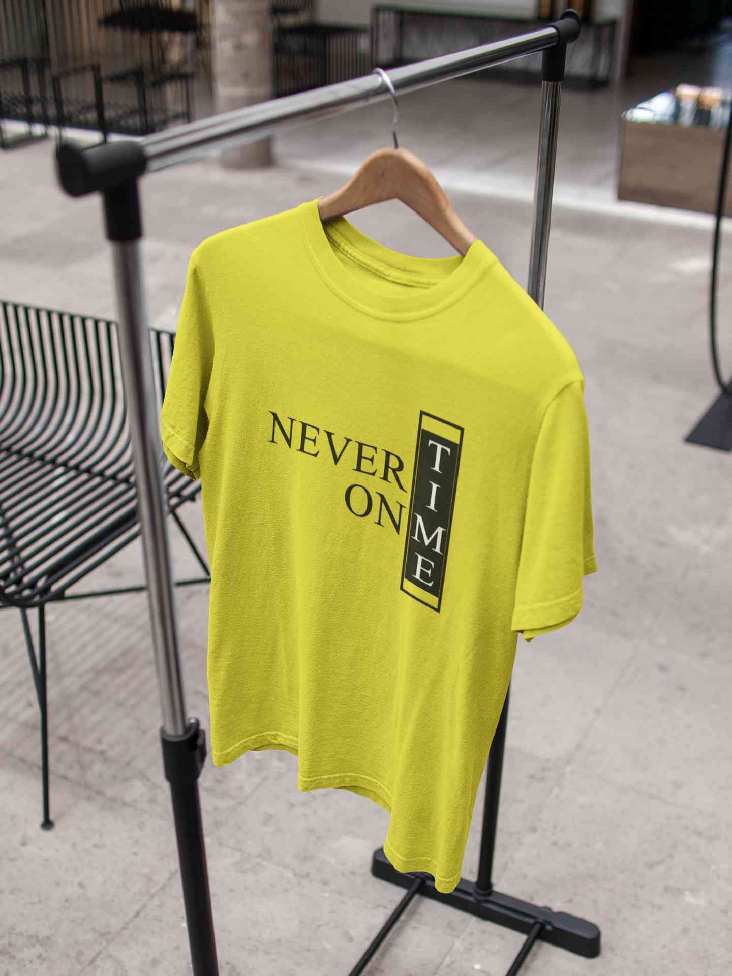Never On Time Typography Mens Half Sleeves T-shirt- FunkyTeesClub