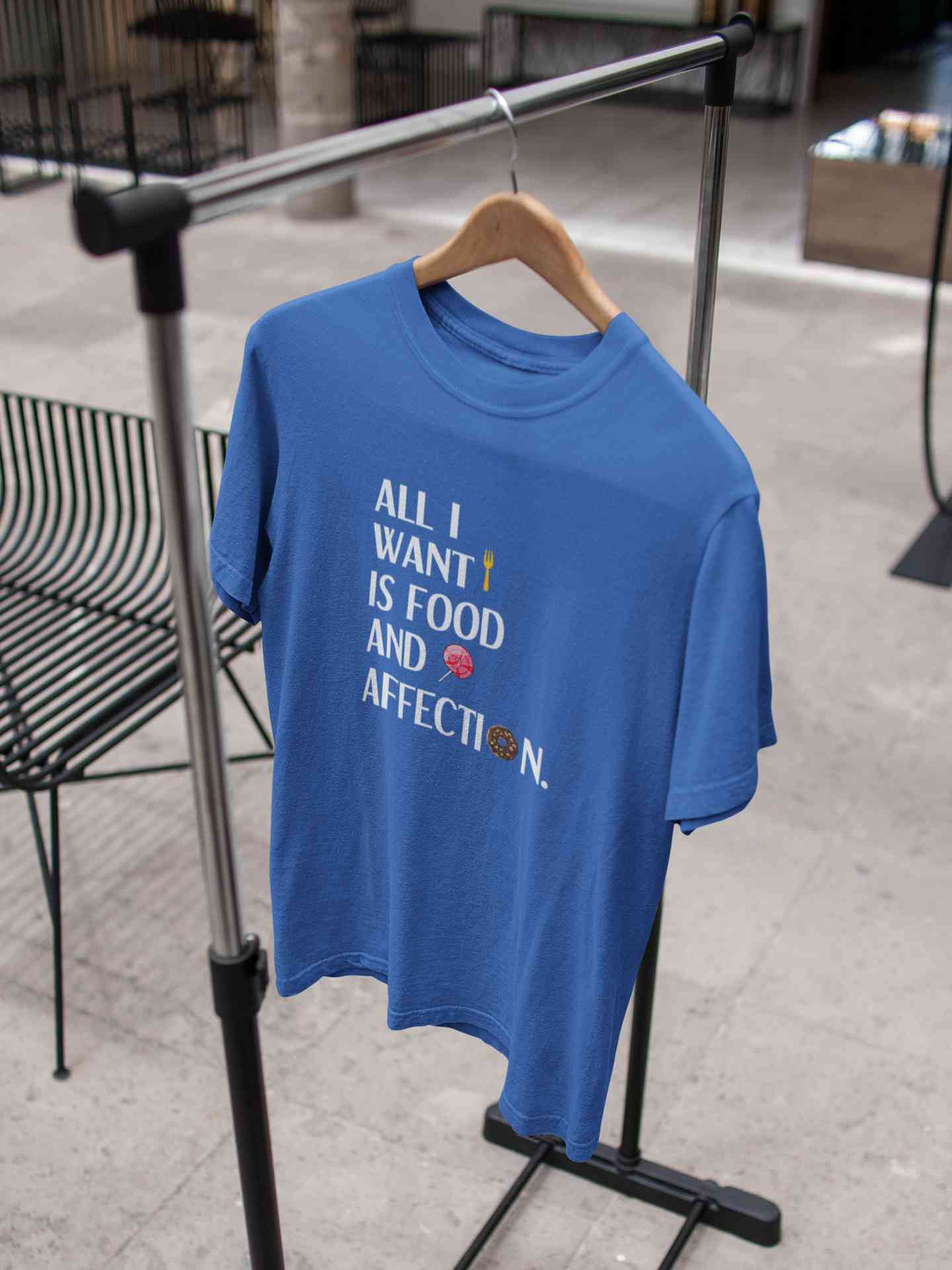 All I Want Is Food And Affection Typography Mens Half Sleeves T-shirt- FunkyTeesClub