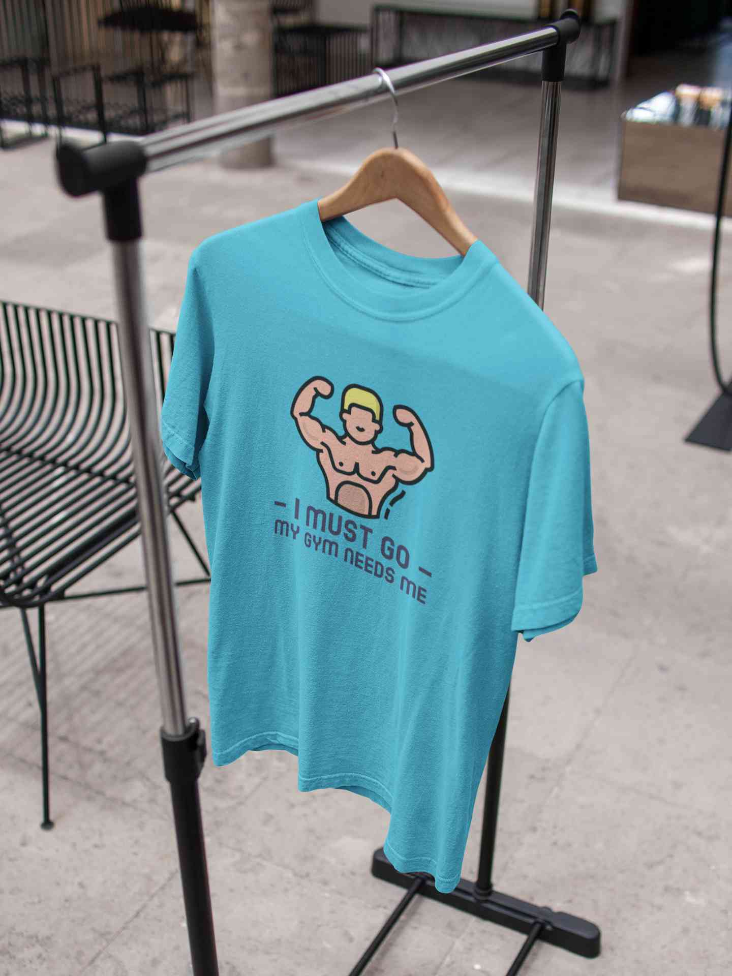 I Must Go My Gym Needs Me Typography Mens Half Sleeves T-shirt- FunkyTeesClub