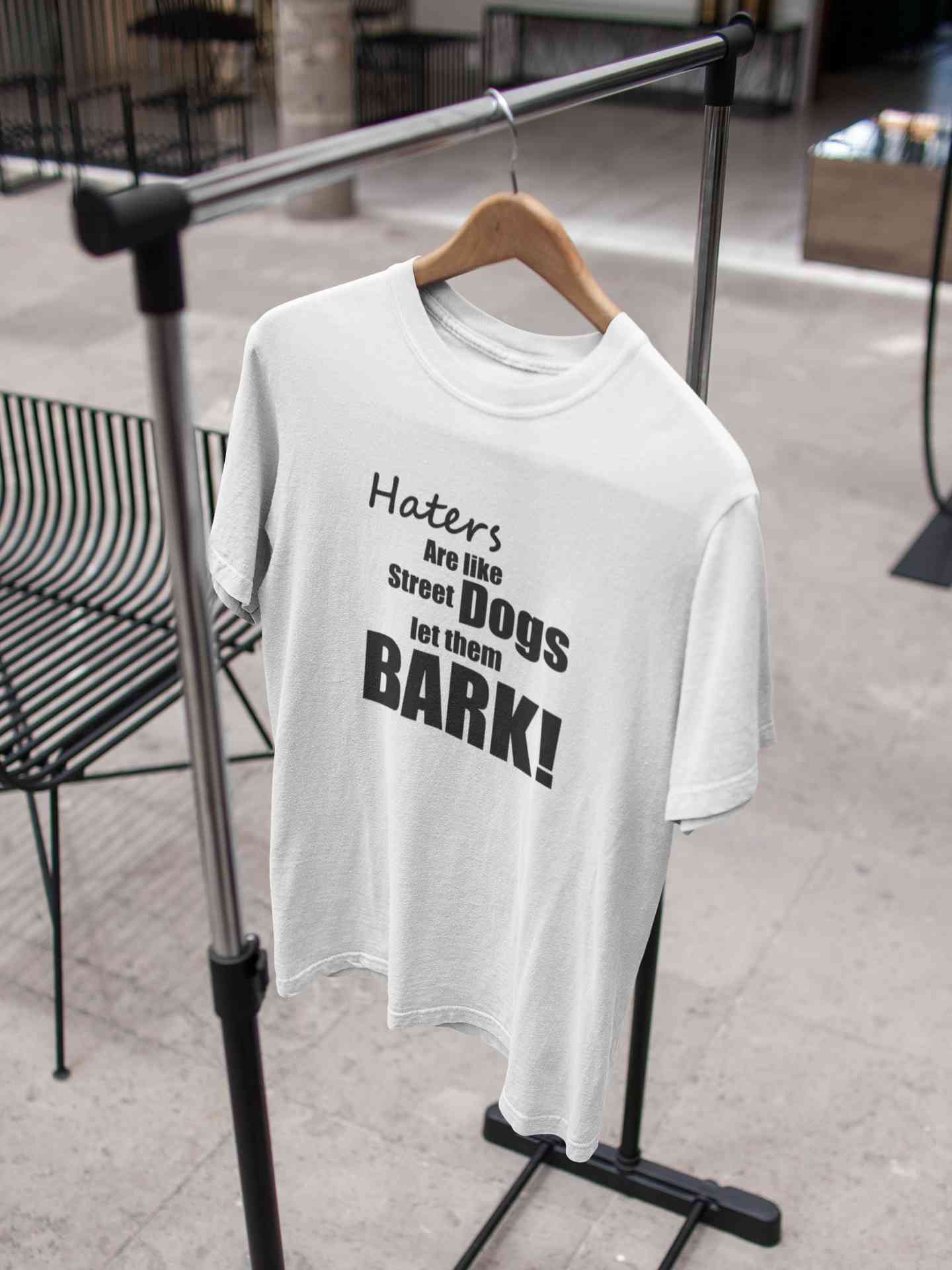 Haters Are Like Street Dogs Let Them Bark Typography Women Half Sleeves T-shirt- FunkyTeesClub