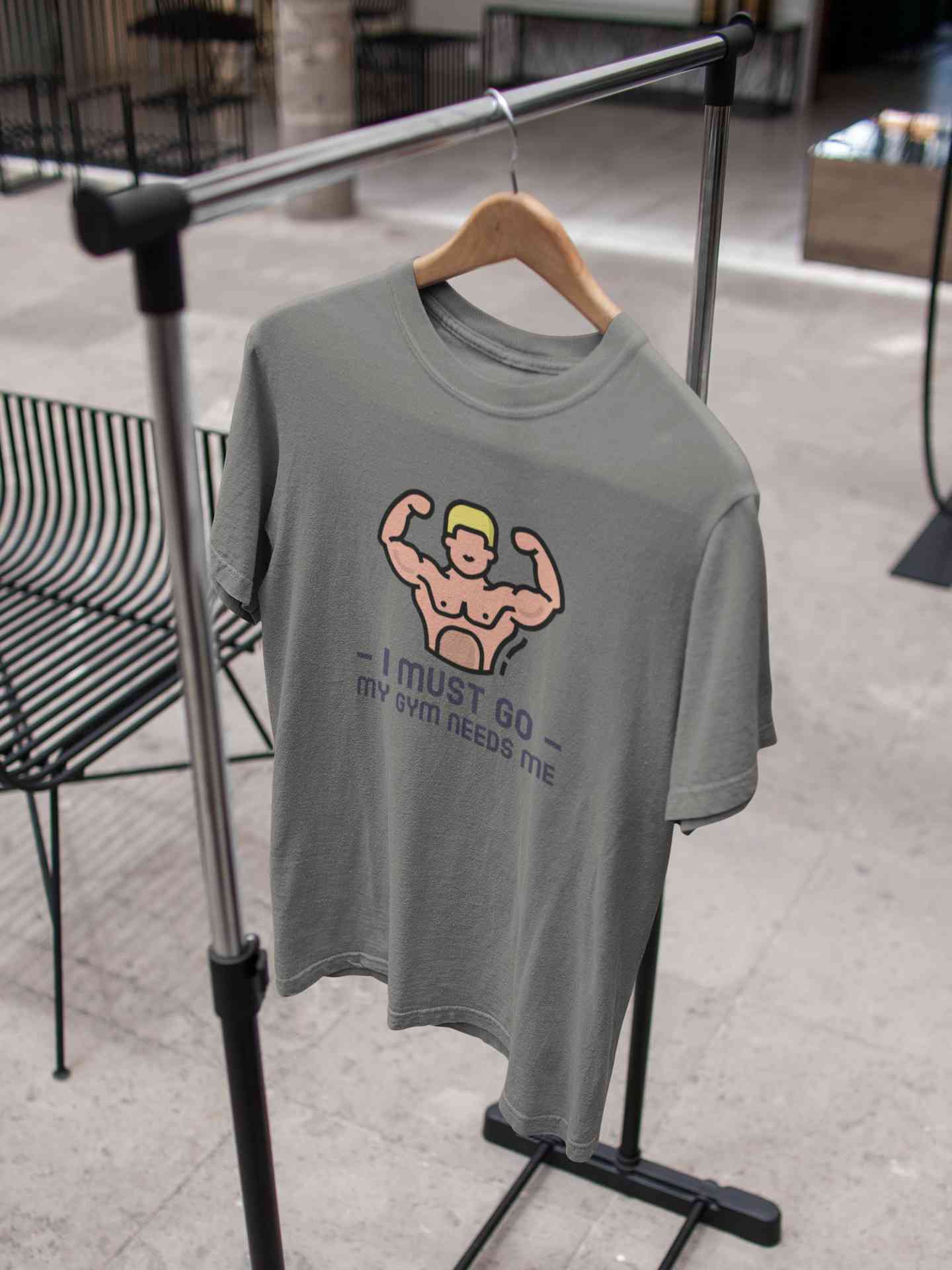 I Must Go My Gym Needs Me Typography Mens Half Sleeves T-shirt- FunkyTeesClub