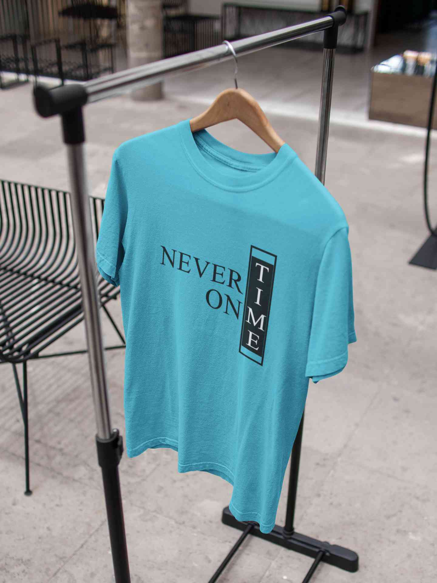 Never On Time Typography Mens Half Sleeves T-shirt- FunkyTeesClub
