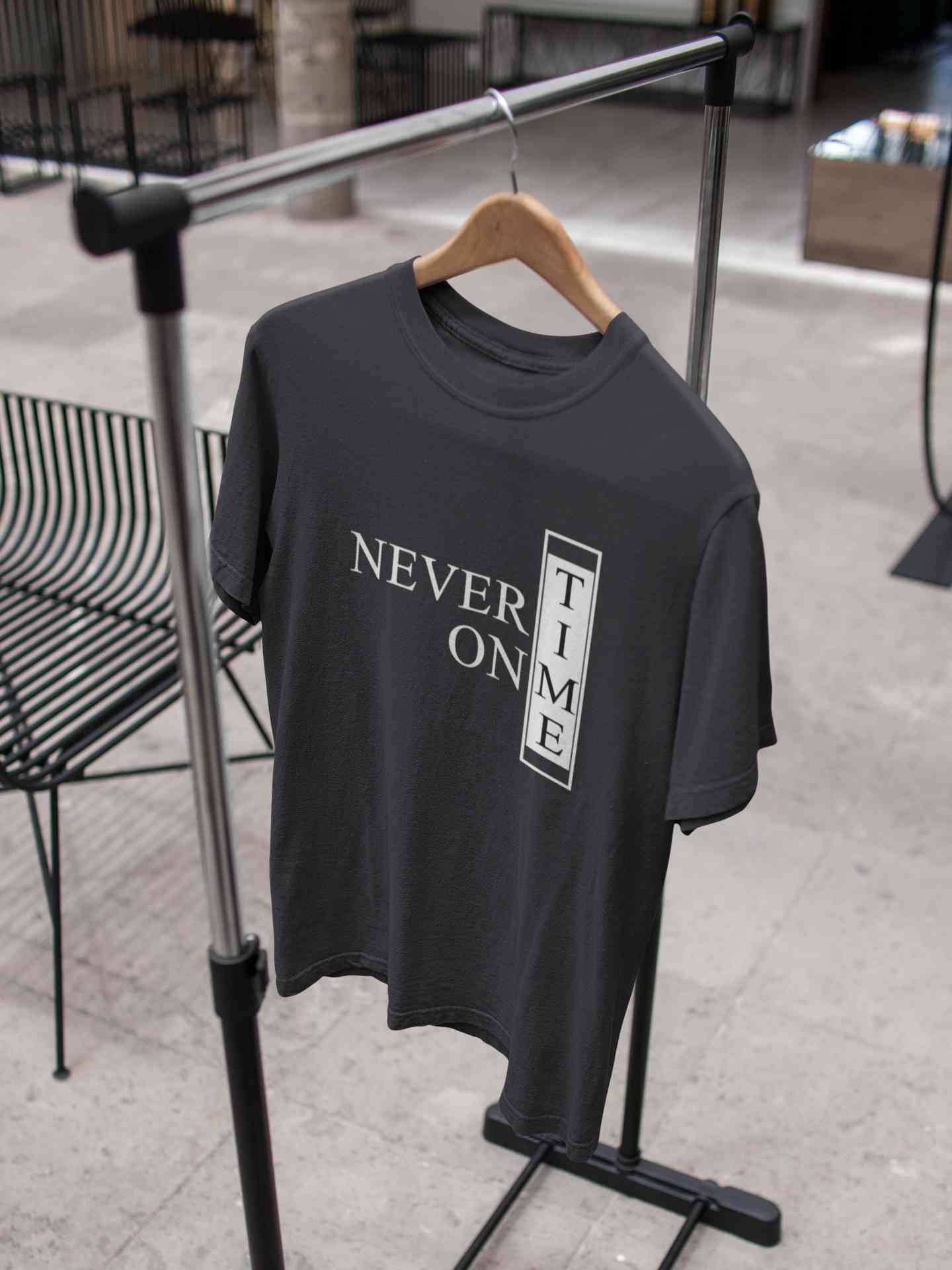 Never On Time Typography Mens Half Sleeves T-shirt- FunkyTeesClub