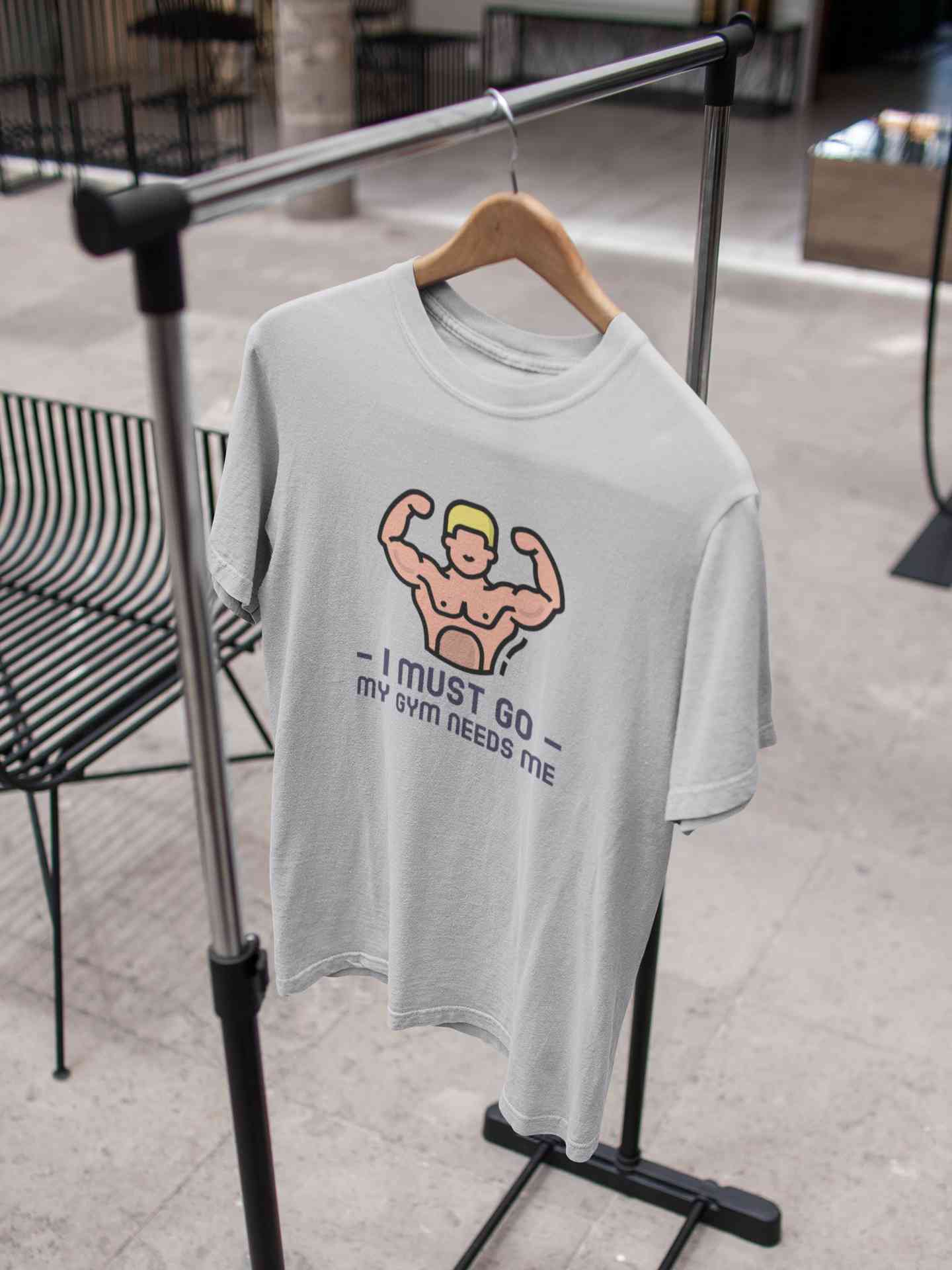 I Must Go My Gym Needs Me Typography Mens Half Sleeves T-shirt- FunkyTeesClub