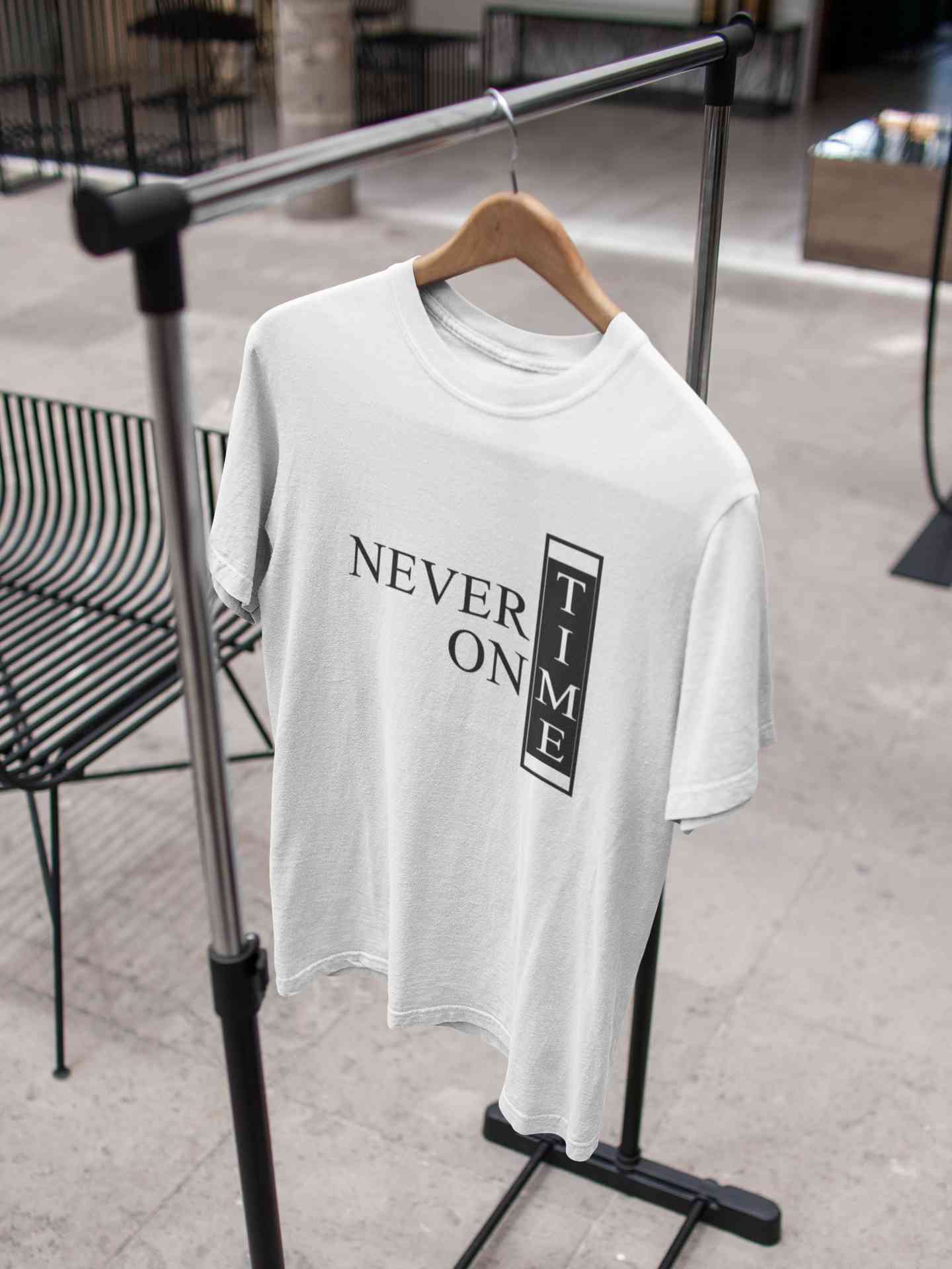 Never On Time Typography Mens Half Sleeves T-shirt- FunkyTeesClub