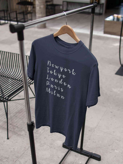 Newyork Tokyo London Paris Milan Mens Half Sleeves T-shirt- FunkyTeesClub