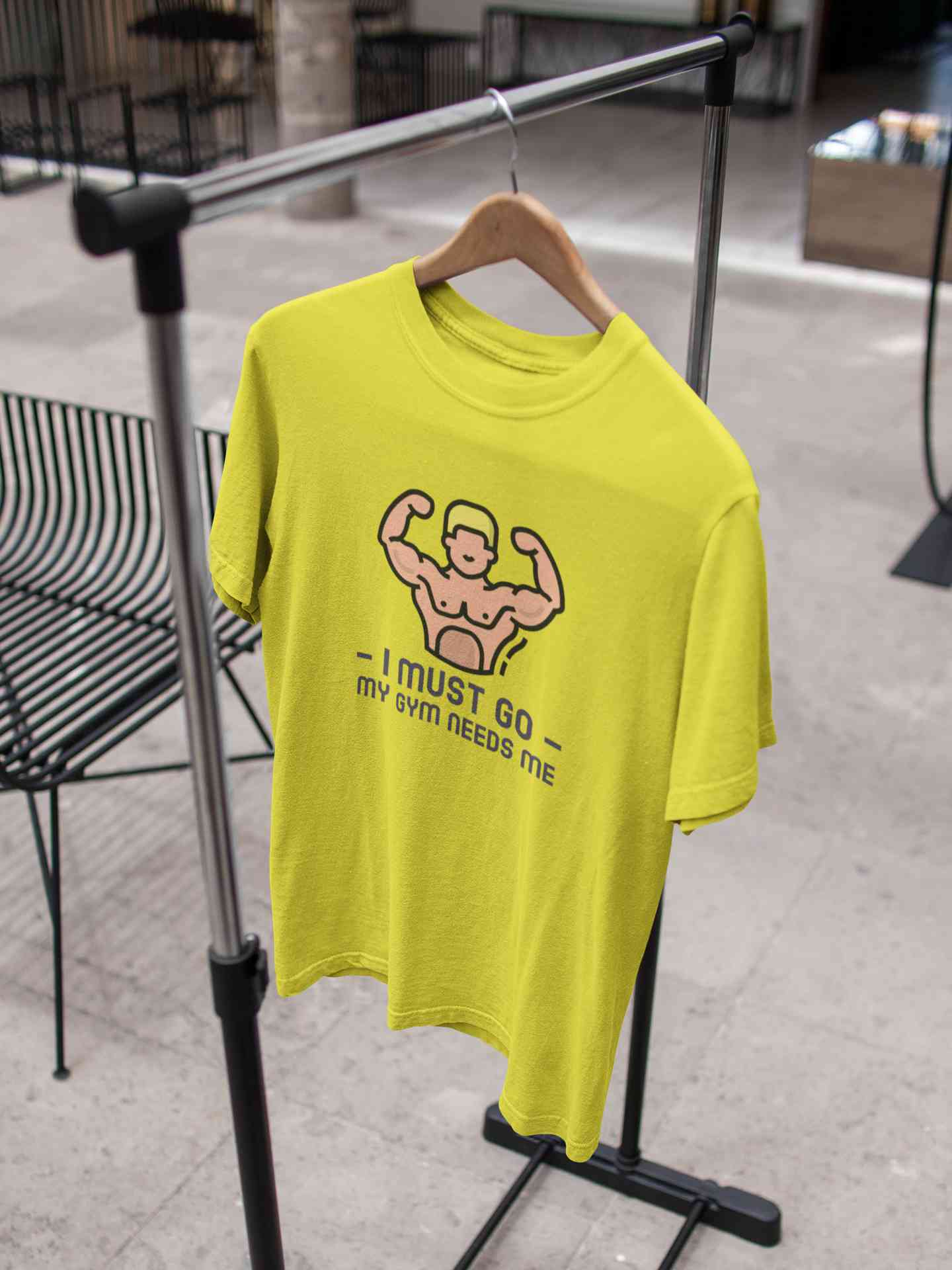 I Must Go My Gym Needs Me Typography Mens Half Sleeves T-shirt- FunkyTeesClub