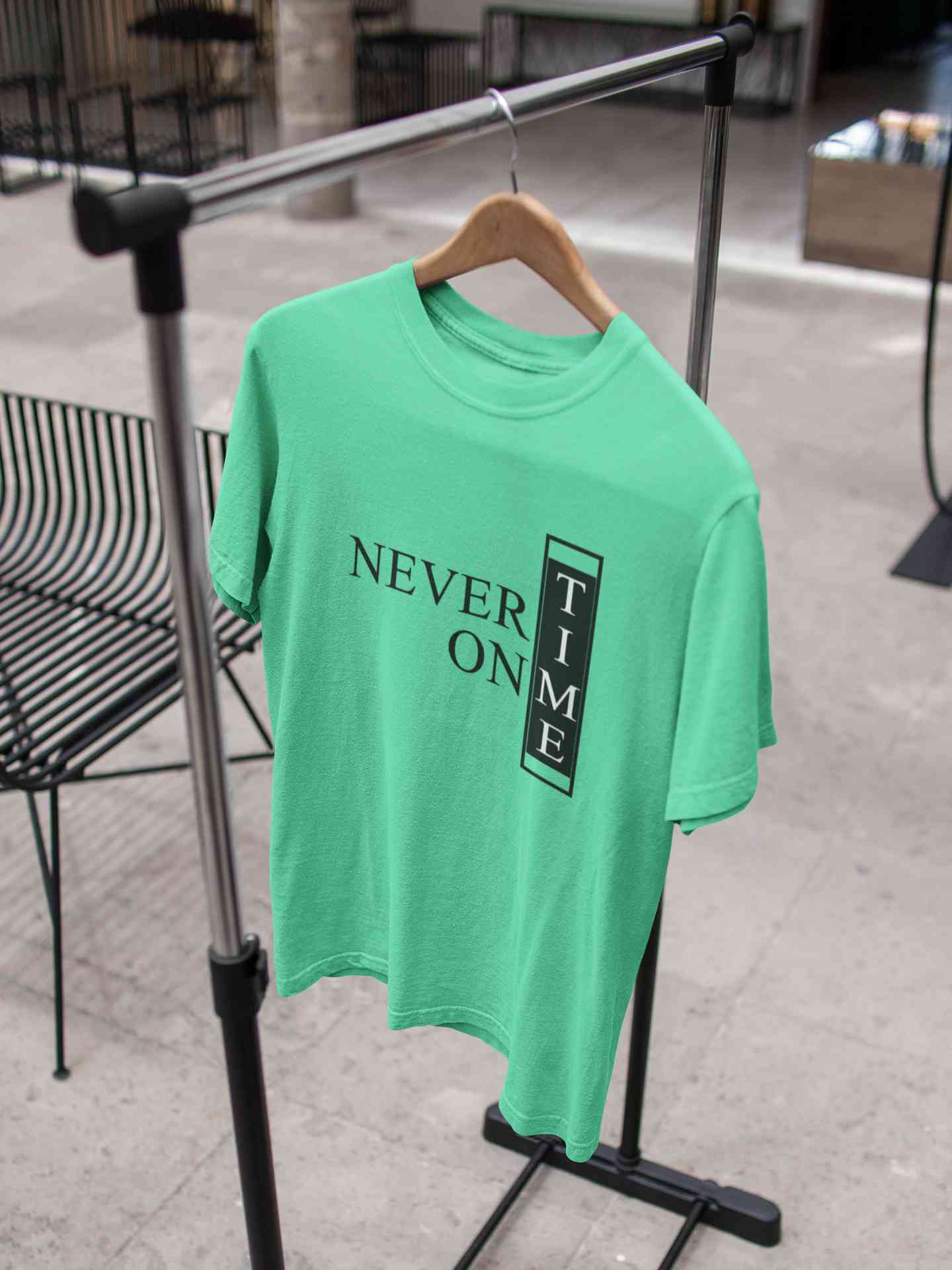 Never On Time Typography Mens Half Sleeves T-shirt- FunkyTeesClub