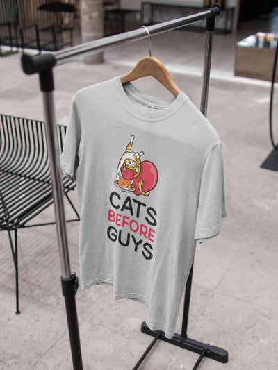 Cats Before Guys Women Half Sleeves T-shirt- FunkyTeesClub