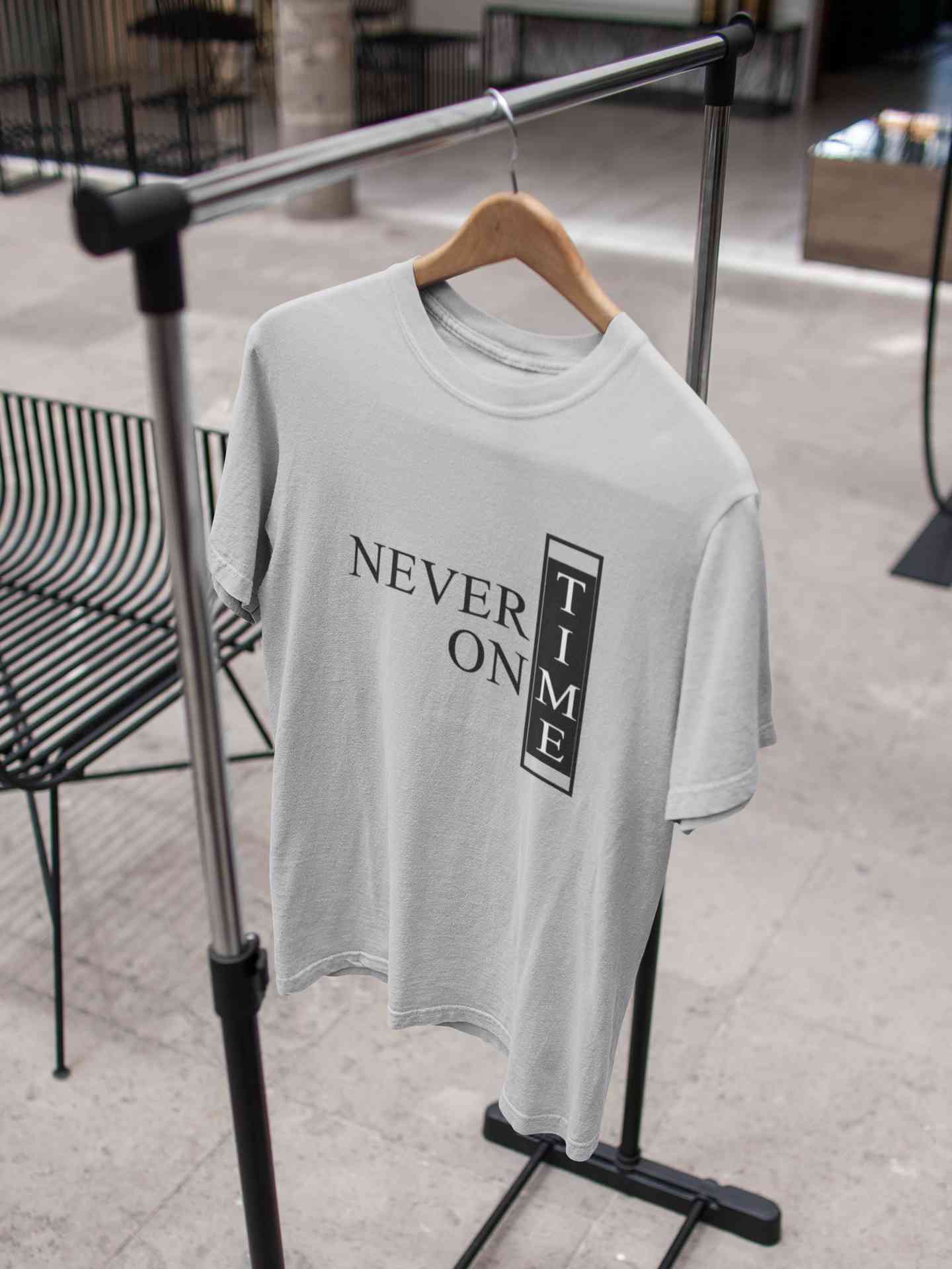 Never On Time Typography Mens Half Sleeves T-shirt- FunkyTeesClub