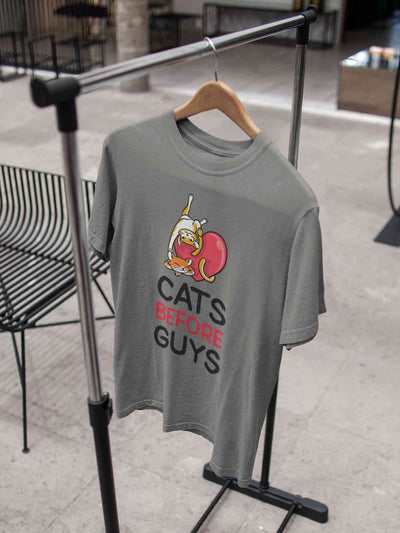 Cats Before Guys Women Half Sleeves T-shirt- FunkyTeesClub