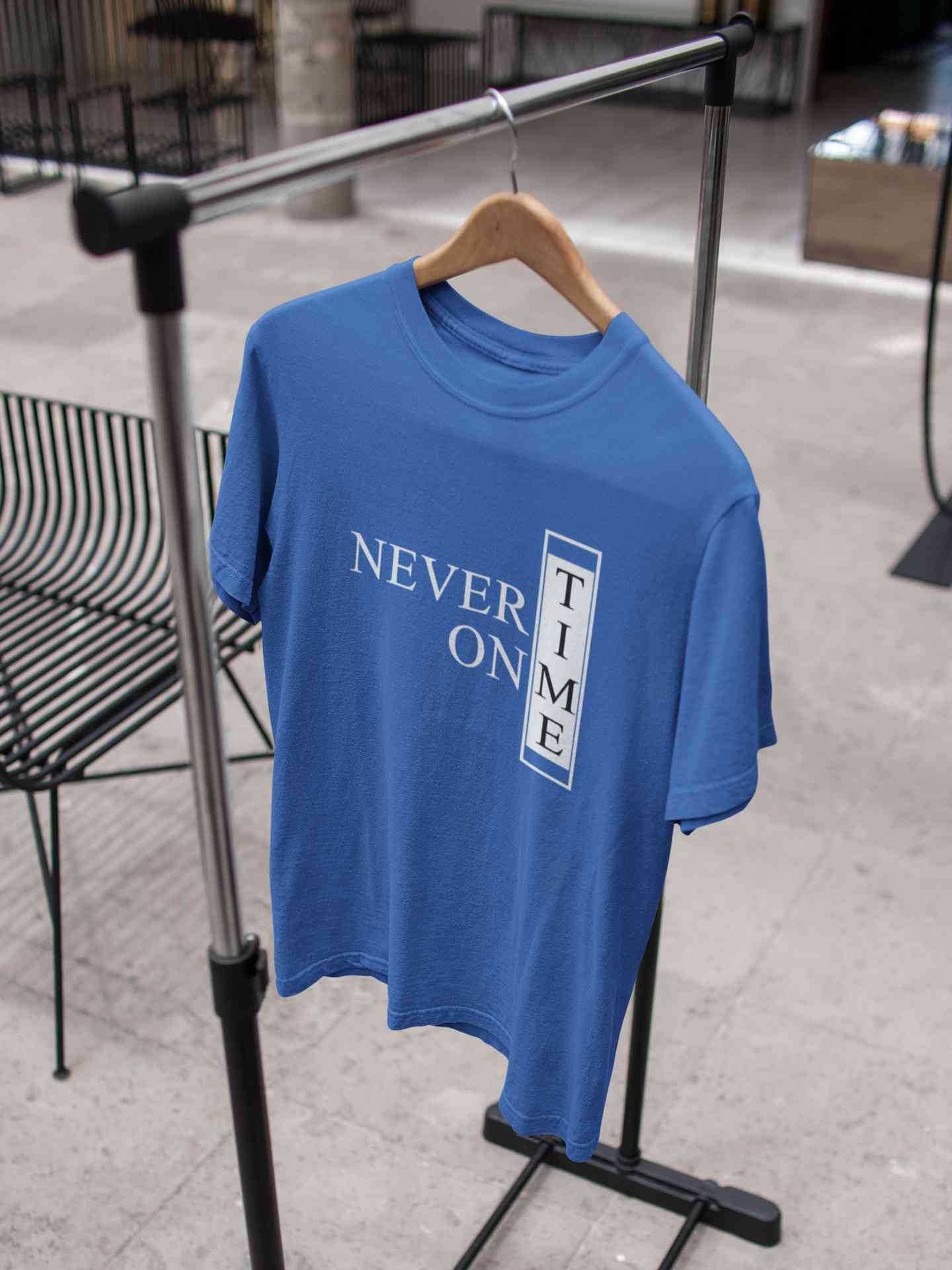 Never On Time Typography Mens Half Sleeves T-shirt- FunkyTeesClub