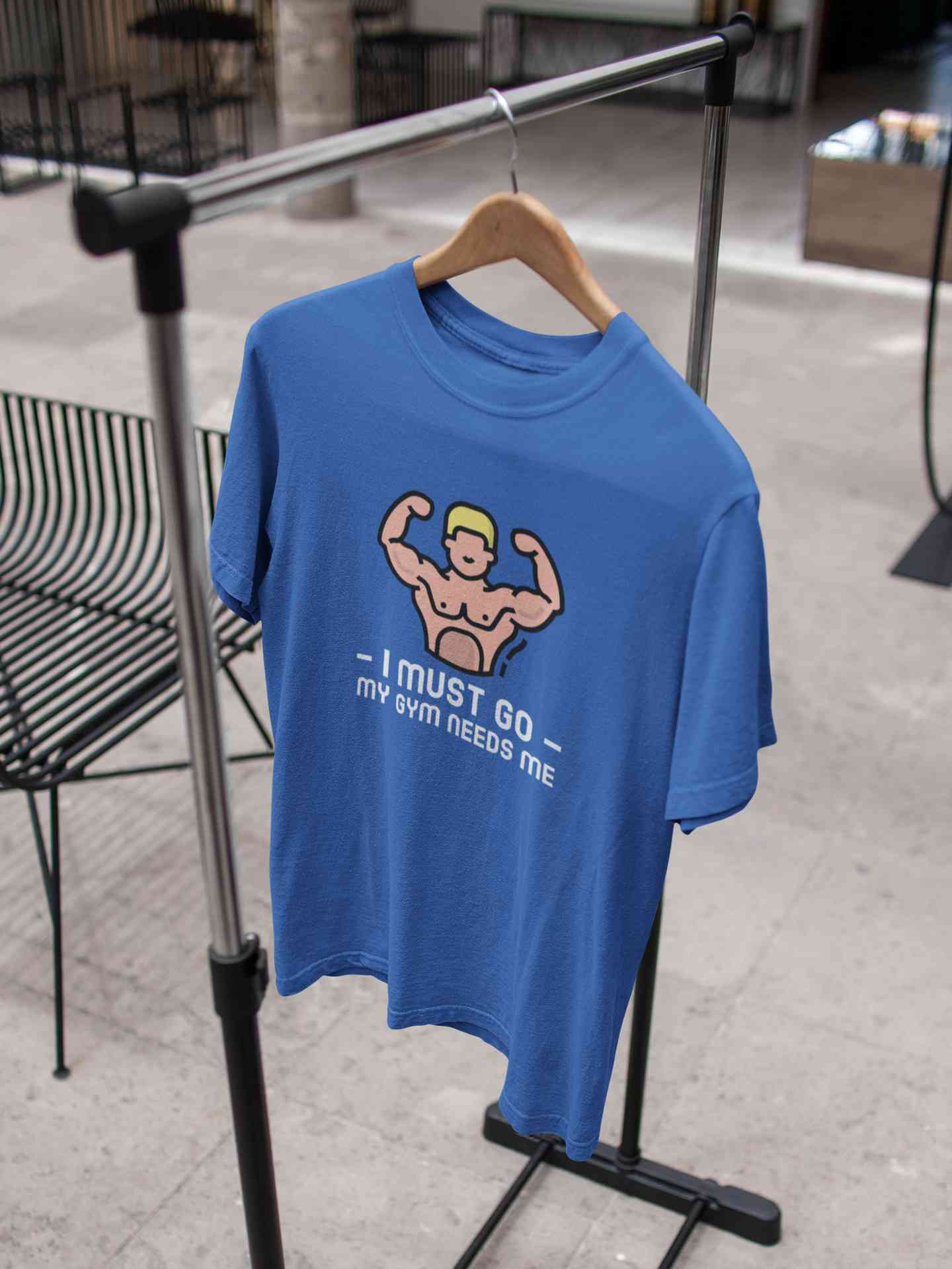 I Must Go My Gym Needs Me Typography Mens Half Sleeves T-shirt- FunkyTeesClub