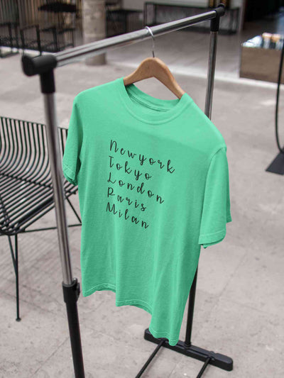 Newyork Tokyo London Paris Milan Mens Half Sleeves T-shirt- FunkyTeesClub