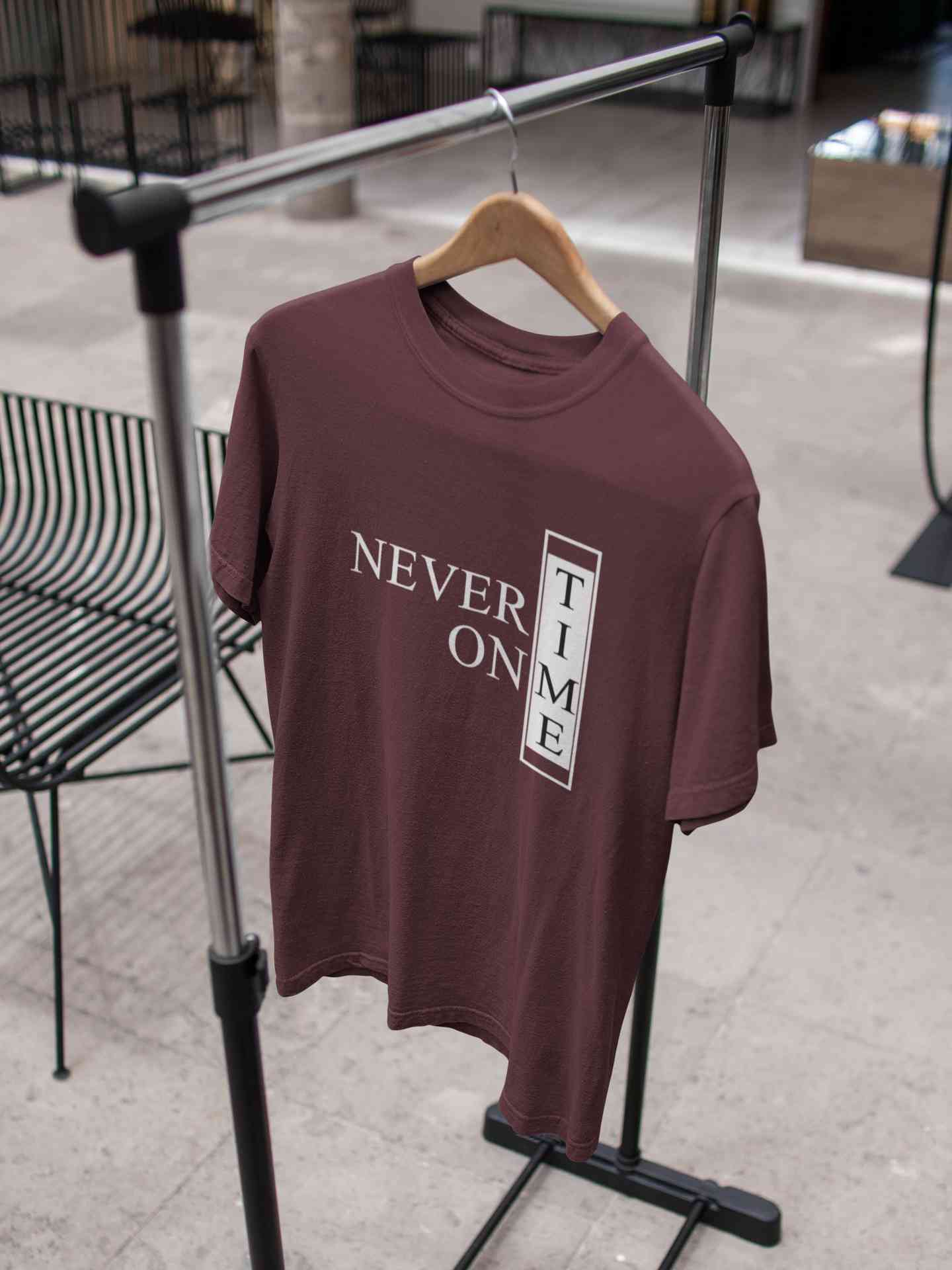 Never On Time Typography Women Half Sleeves T-shirt- FunkyTeesClub