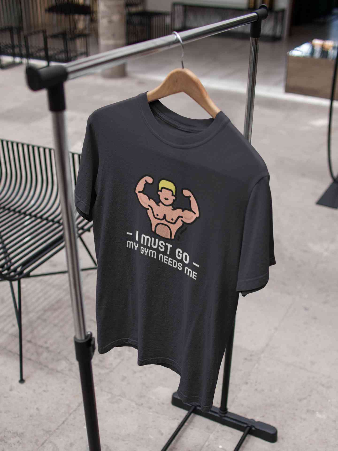 I Must Go My Gym Needs Me Typography Mens Half Sleeves T-shirt- FunkyTeesClub